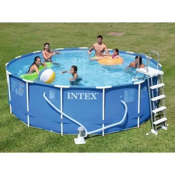 Intex - 28242NP - Kit piscine metal frame ronde tubulaire ø 4,57 x 1,22m