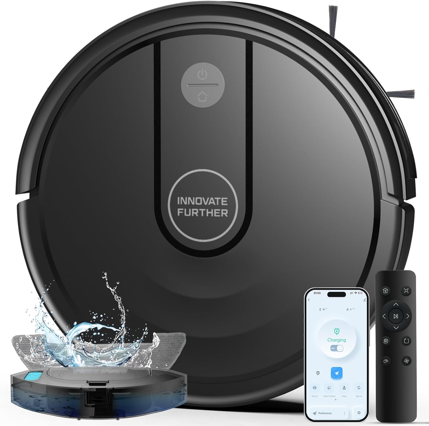 Robot Vacuum and Mop Combo : 3-in-1 Robotic Vacuum Cleaner, 2.87
