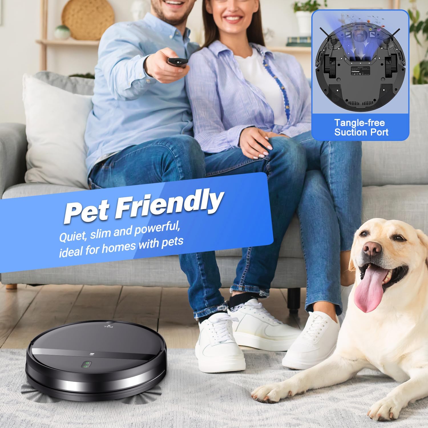 Robot Vacuum and Mop Combo for Large Homes & Pet Hair – Smart App/Voice, 2300Pa Sucktion, 120Min Clean, Ultra-Thin 2.87