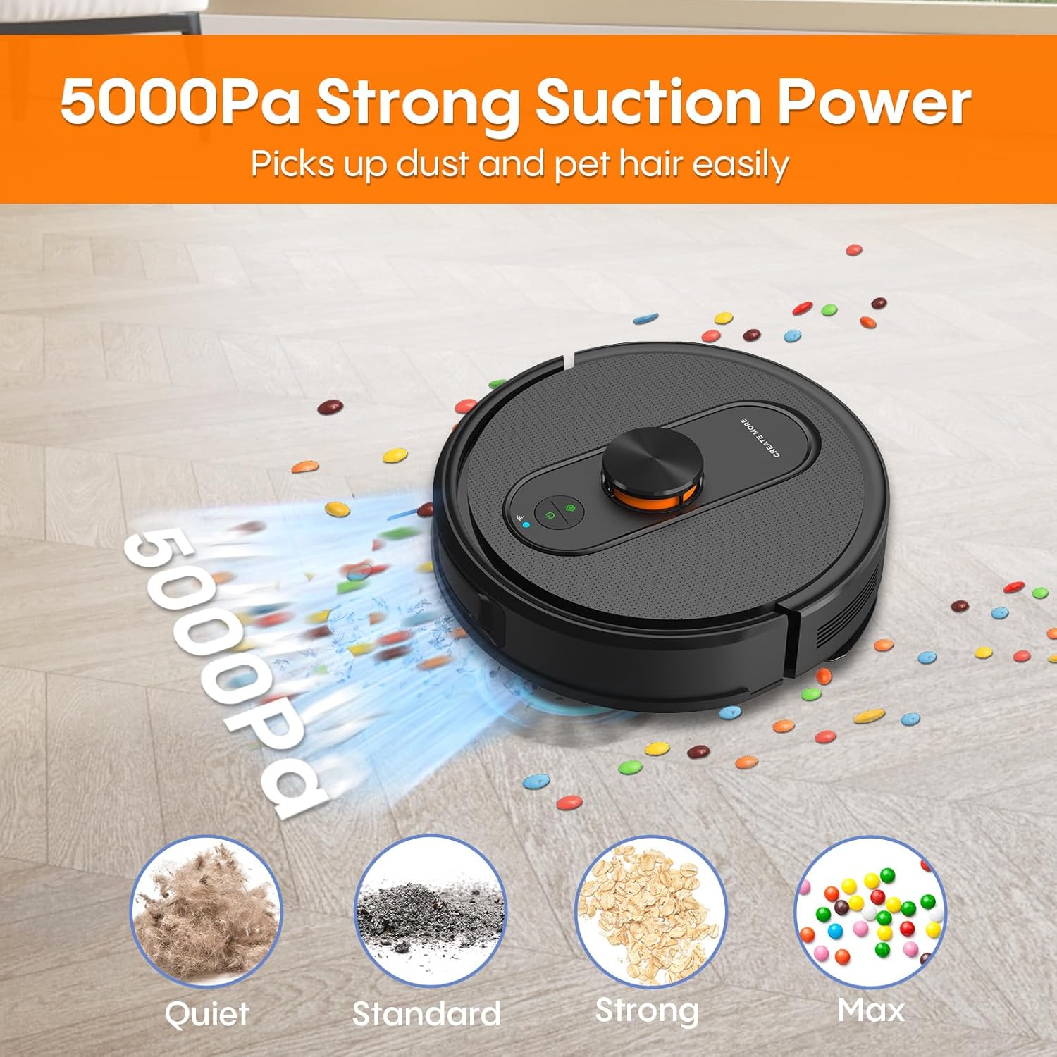Robot Vacuum and Mop with Self-Emptying, 5000Pa Robotic Vacuum with LiDAR Navigation, Mapping, 60-Day Hands-Free Cleaning, No-Go Zones,Wi-Fi/App/Alexa Control, Ideal for Pet, Hard Floors, Carpet