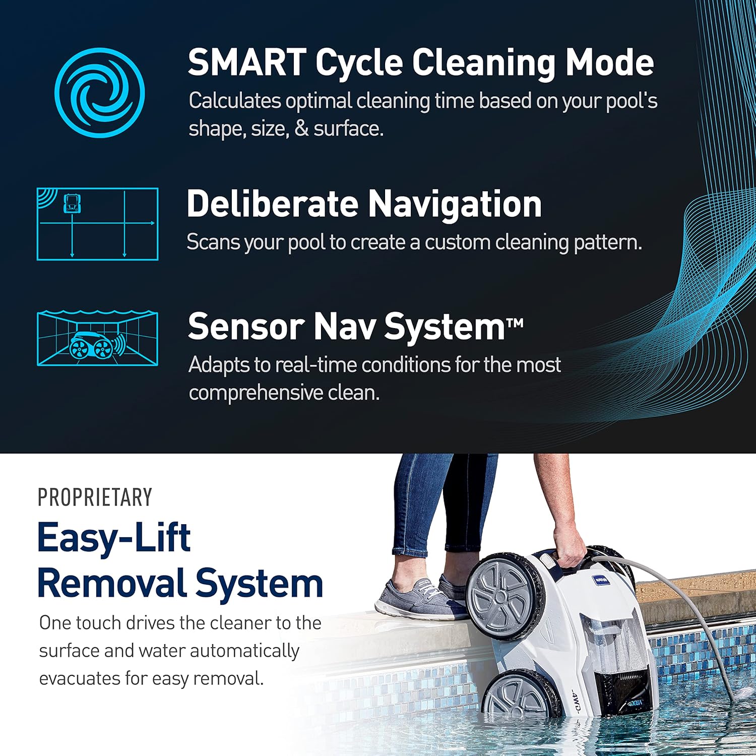 Polaris VRX iQ+ Smart Robotic Pool Cleaner with iAquaLink Control, Extra Long 70' Cable w/Tangle reducing Swivel, Large Debris Canister and 7 Cleaning Modes