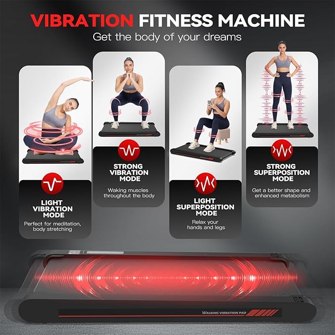 Sperax Walking Vibration Pad with APP, 3 in 1 Under Desk Treadmill, 2.5HP Low Noise Walking Treadmil