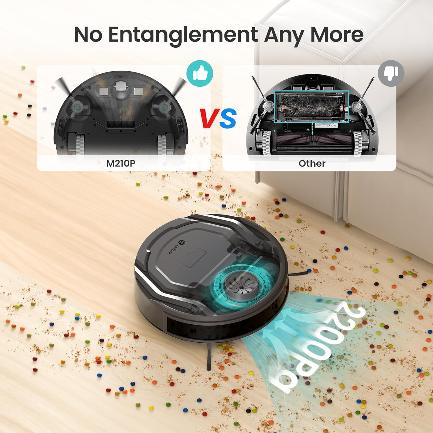 Lefant M2 Plus Robot Vacuum and Mop Combo,190° PSD Obstacle Avoidance,LIDAR Navigation,40-Day Capacity,Powerful Suction,Perfect for Pet Hair,140 Min Runtime, WiFi/App/Alexa