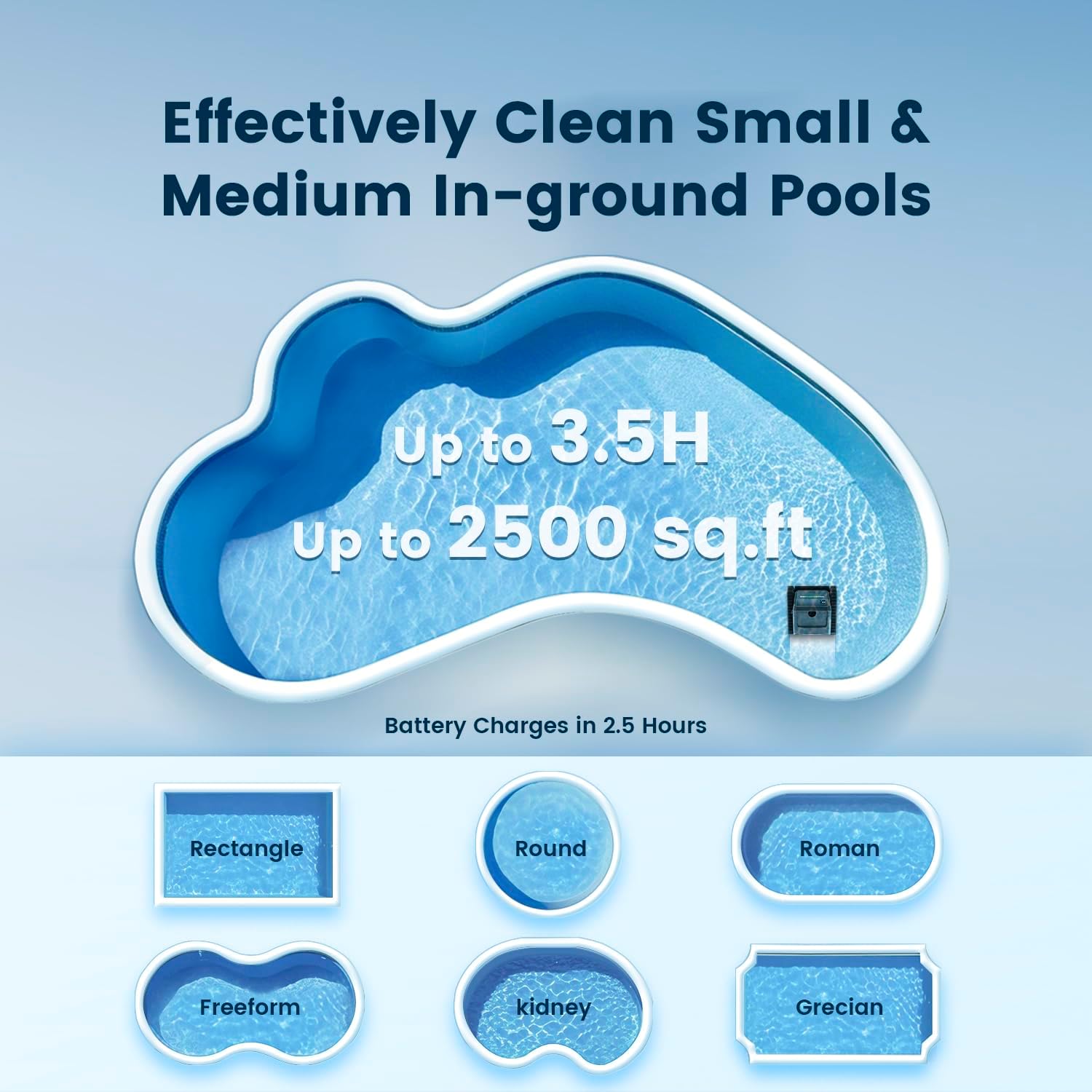 SMOROBOT Pool Robot Vacuum for Inground Pools up to 3.5H Long Runtime –Stronger Suction Power up to 4800GPH, Dual Filtration for Deep Cleaning, Weekly Timer, Enhanced Wall & Waterline-Climbing Brush