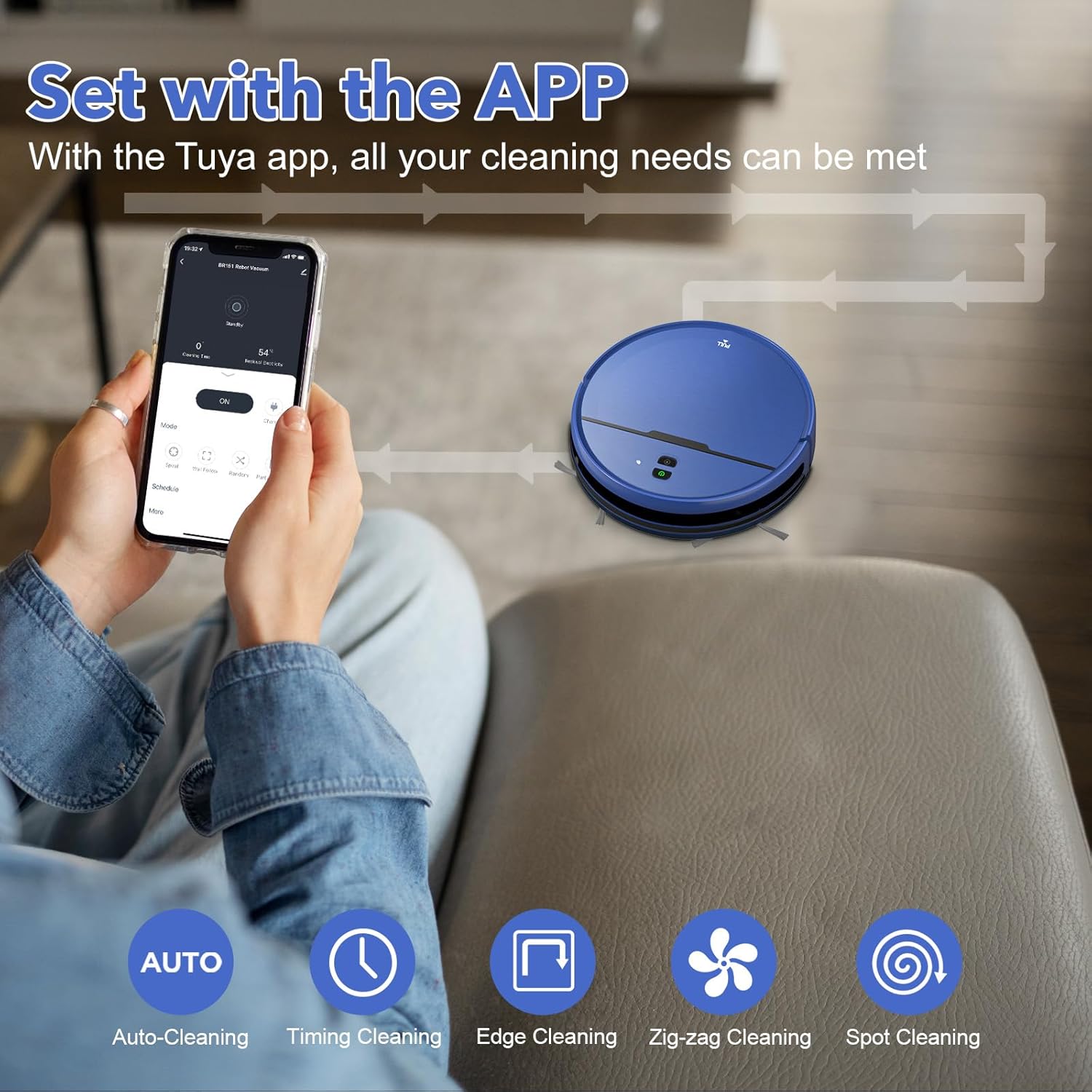 Robot Vacuum and Mop Combo, 2 in 1 Robot Vacuums Cleaner with WiFi/App, Robotic Vacuum with Strong Suction, Schedule, Self-Charging, Slim, Quiet, Ideal for Hard Floor, Pet Hair, Low Pile Carpet