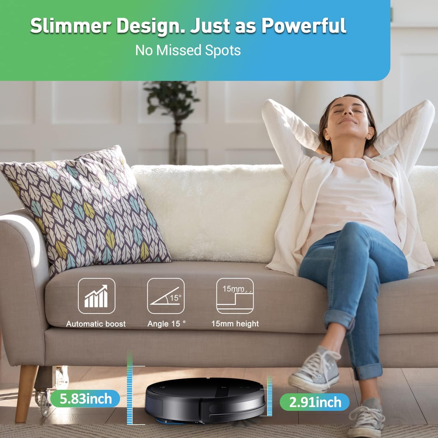 Robot Vacuum and Mop Combo 2300Pa for Pet Hair | Robotic Vacuum Cleaner with WiFi/Alexa/App | Auto Recharge & Tangle-Free | Ultra-Slim Quiet 2.8