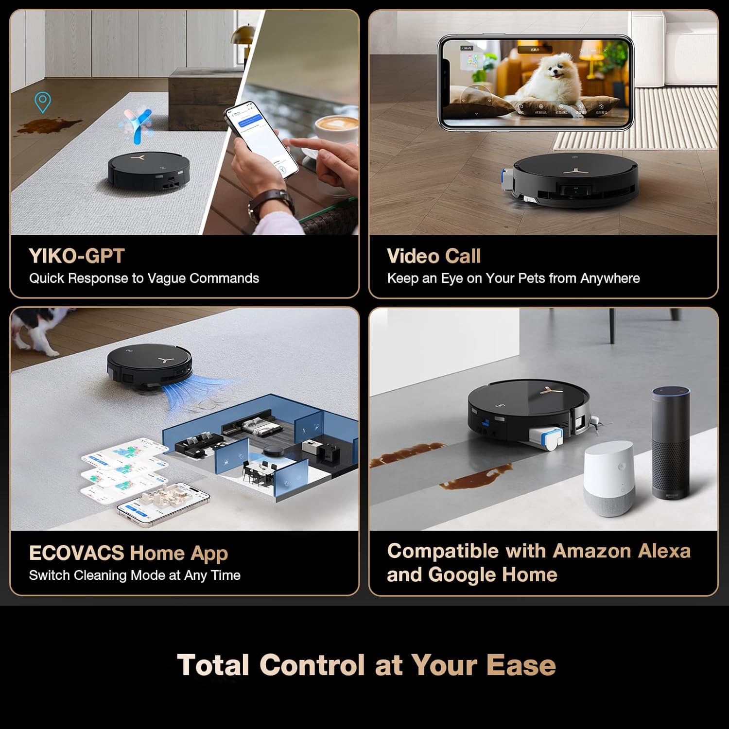 ECOVACS DEEBOT T50 PRO Omni Robot Vacuum and Mop, 3.19” Ultra-Slim, 15,000Pa Suction, ZeroTangle 2.0, TruEdge Edge Cleaning, AIVI 3D Obstacle Avoidance, Auto Mop Wash & Dry, Self-Emptying