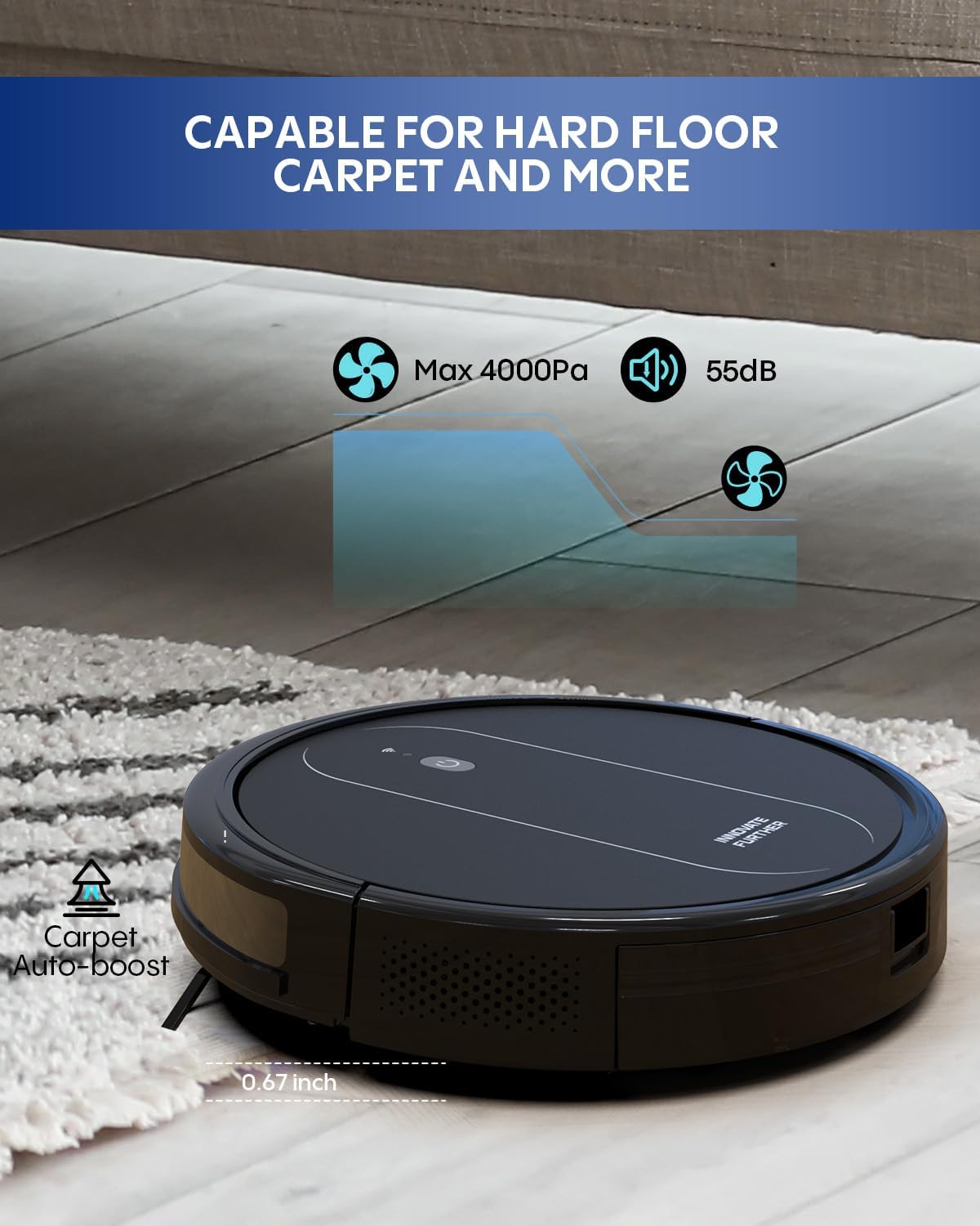 Robot Vacuum and Mop: 2-in-1 Vacuum Robot 4000Pa Strong Suction & Alexa/APP Control & Central Brush & Self-Charging, Schedule Robot Vacuum Cleaner for Pet Hair, Hard Floor, Carpet