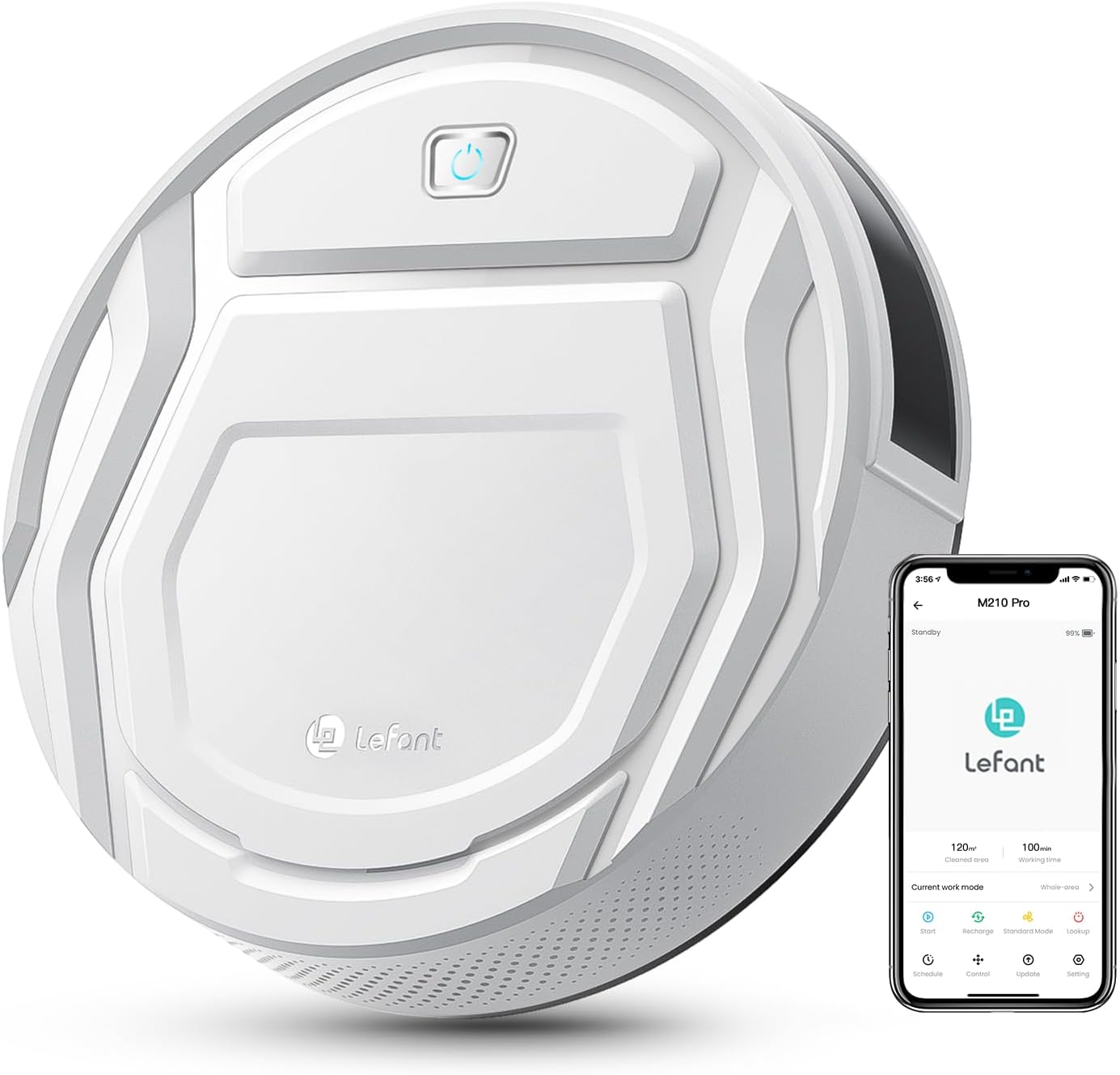 Lefant M2 Plus Robot Vacuum and Mop Combo,190° PSD Obstacle Avoidance,LIDAR Navigation,40-Day Capacity,Powerful Suction,Perfect for Pet Hair,140 Min Runtime, WiFi/App/Alexa