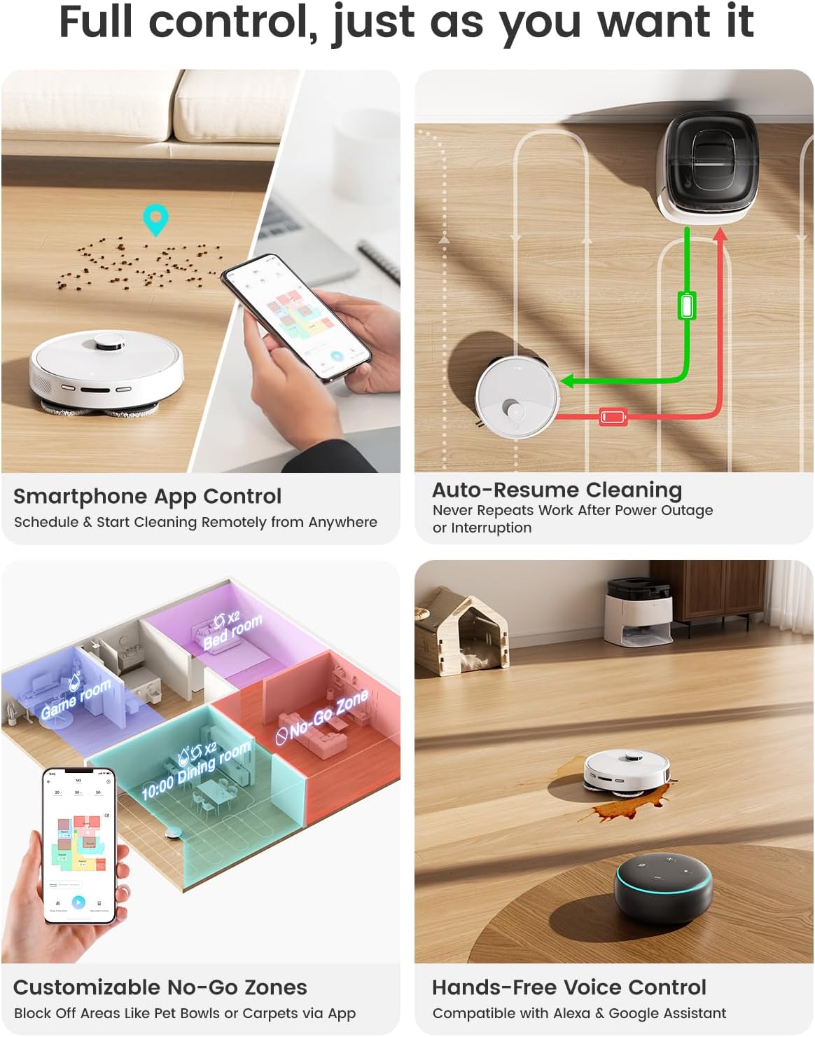 Lefant M3 Robot Vacuum, Robot Vacuum and Mop, 12000Pa Suction, Anti-Tangle Brushes, Dual Spinning Mop, Auto Mop Washing, Drying, Self-Emptying, Self-Refilling, for Pet Hair Dust, App Voice Control