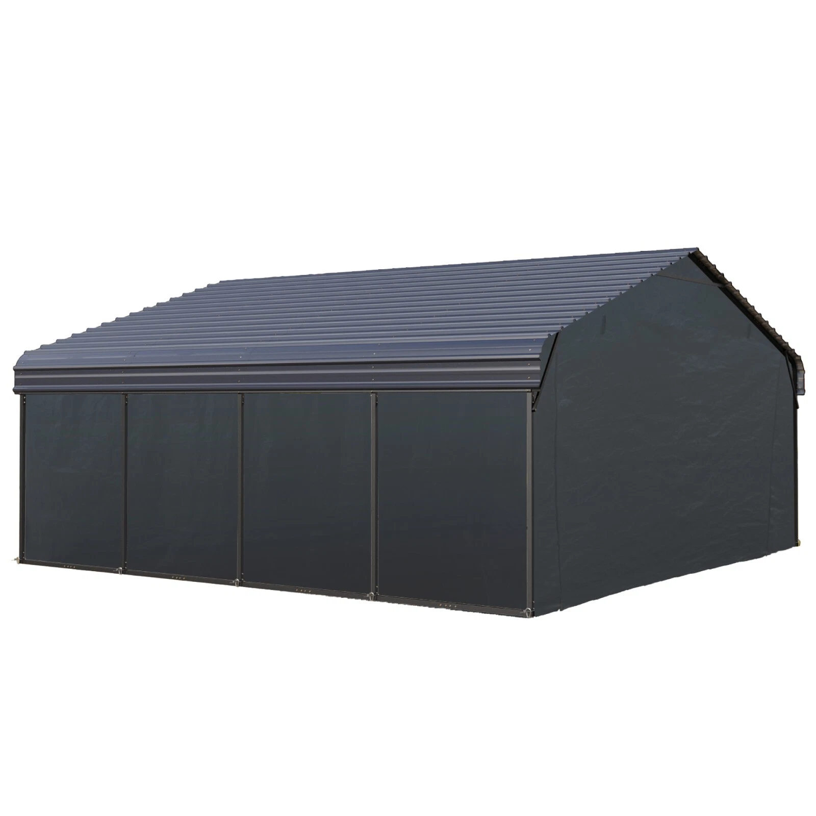 20' x 20' Outdoor Carport Metal Carport with Galvanized Steel Roof With Sidewall