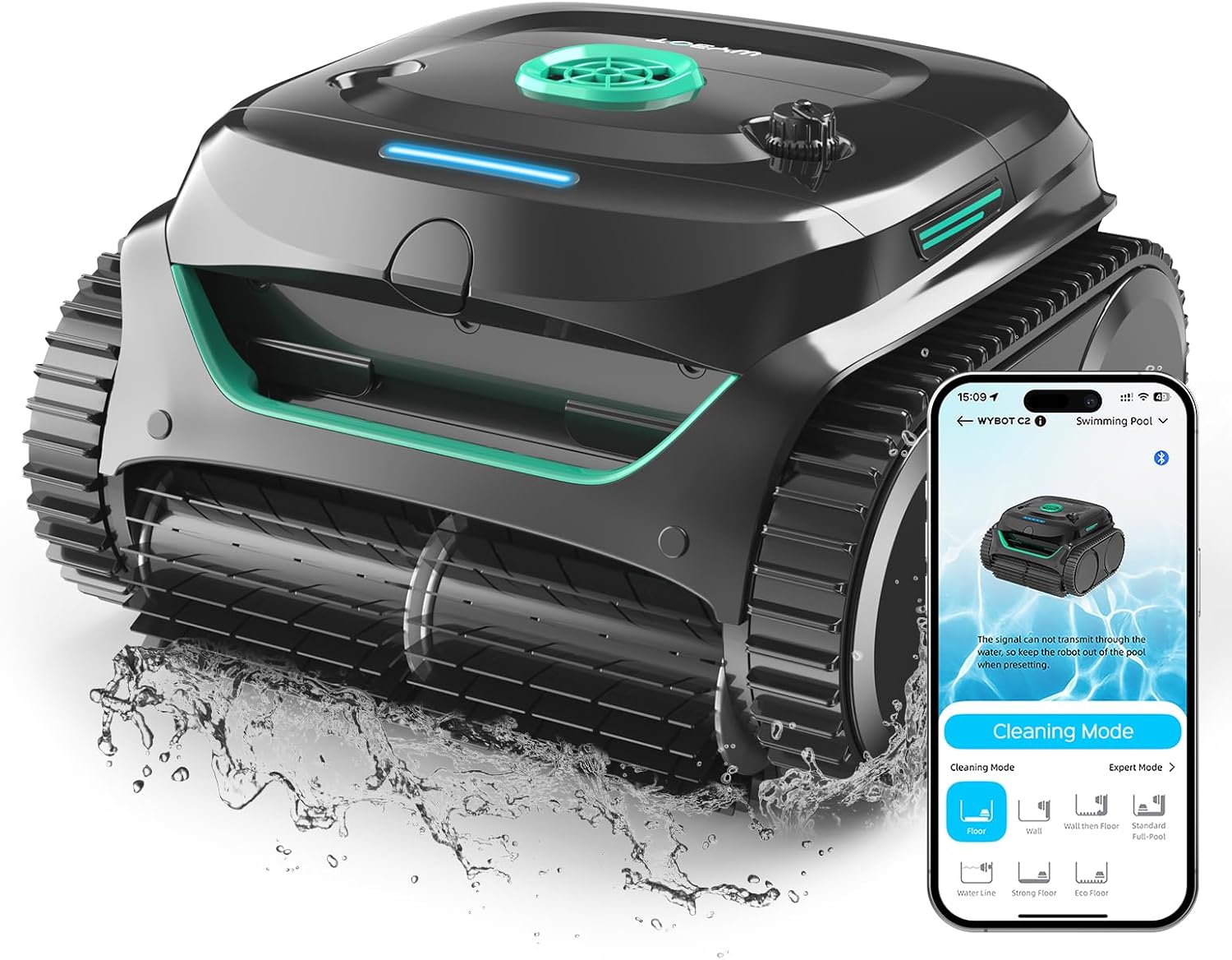(2025 New) WYBOT C2 Cordless Robotic Pool Cleaner, Pool Vacuum for Inground Pools up to 2512 Sq.ft, Wall-Climbing & Waterline Cleaning wtih Dual Filter, Triple-Motors, Lasts 180 Mins Runtime