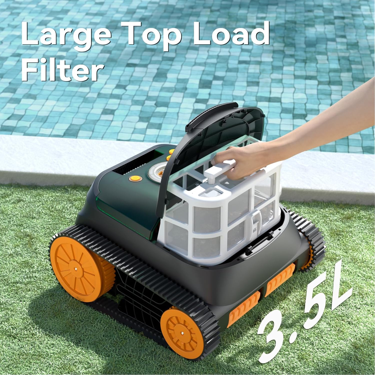 Robotic Pool Cleaner with 210 Mins Runtime, Smart Navigation, Triple Brushless Motors, Automatic Pool Vacuum Robot with Wall & Waterline Cleaning Function for Inground Pools Up to 3229 Sq.Ft