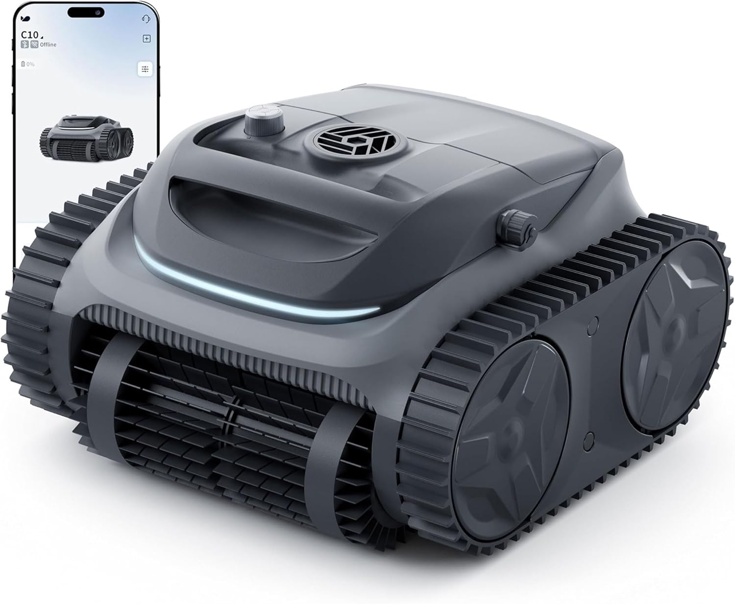 700 C10 Sweeping robot, Cordless Pool Vacuum w/Superior Suction, Triple Motors, Smart Navigation, APP Control, Wall/Waterline, 140-Min Runtime for Inground Pools up to 861 Sq.Ft, Space Grey