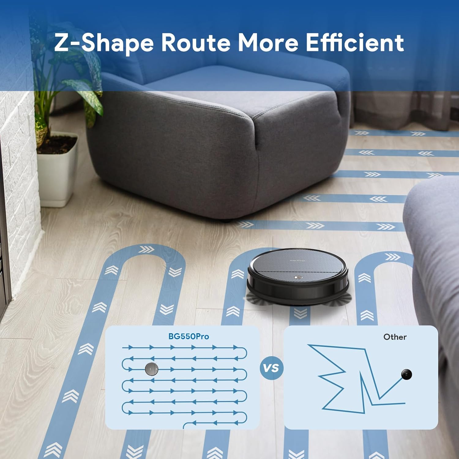 Robot Vacuum and Mop: 2-In-1 Robotic Vacuum Gyroscope Navigation Z-Zag Cleaning & Alexa/APP Control& Tangle-Free& Schedule Cleaning, Self-Charging Robot Vacuum Cleaner for Hard Floor,Carpet, Pet Hair