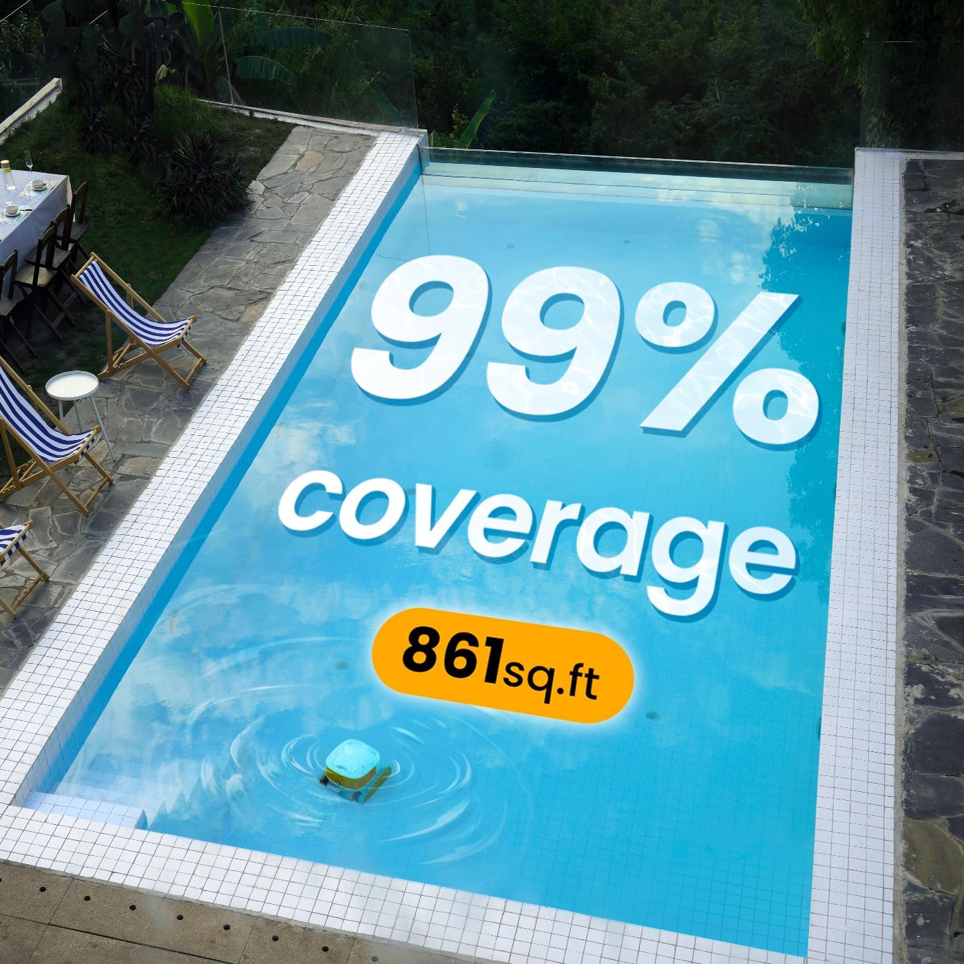 2025 Hydro3 Robotic Pool Cleaner for Inground/Above Ground Pools, 150W Cordless Pool Vacuum, Max 200min Runtime, 4.1L Filter Basket, Auto Waterline/Wall Cleaning, Max 1076 sq.ft Coverage