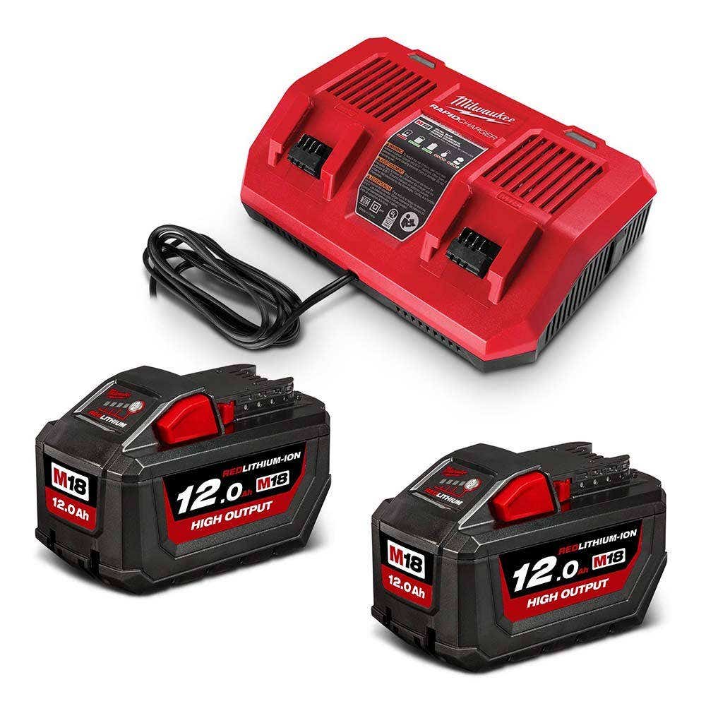 MILWAUKEE 18V REDLITHIUM™ION HIGH OUTPUT™2 x 12.0Ah Dual Bay Starter Pack M18HOSPD122B