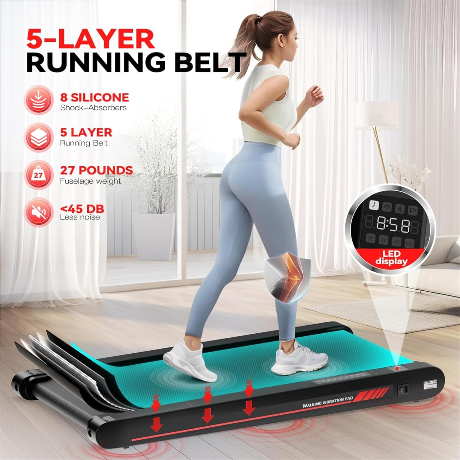 Sperax Walking Vibration Pad with APP, 3 in 1 Under Desk Treadmill, 2.5HP Low Noise Walking Treadmil