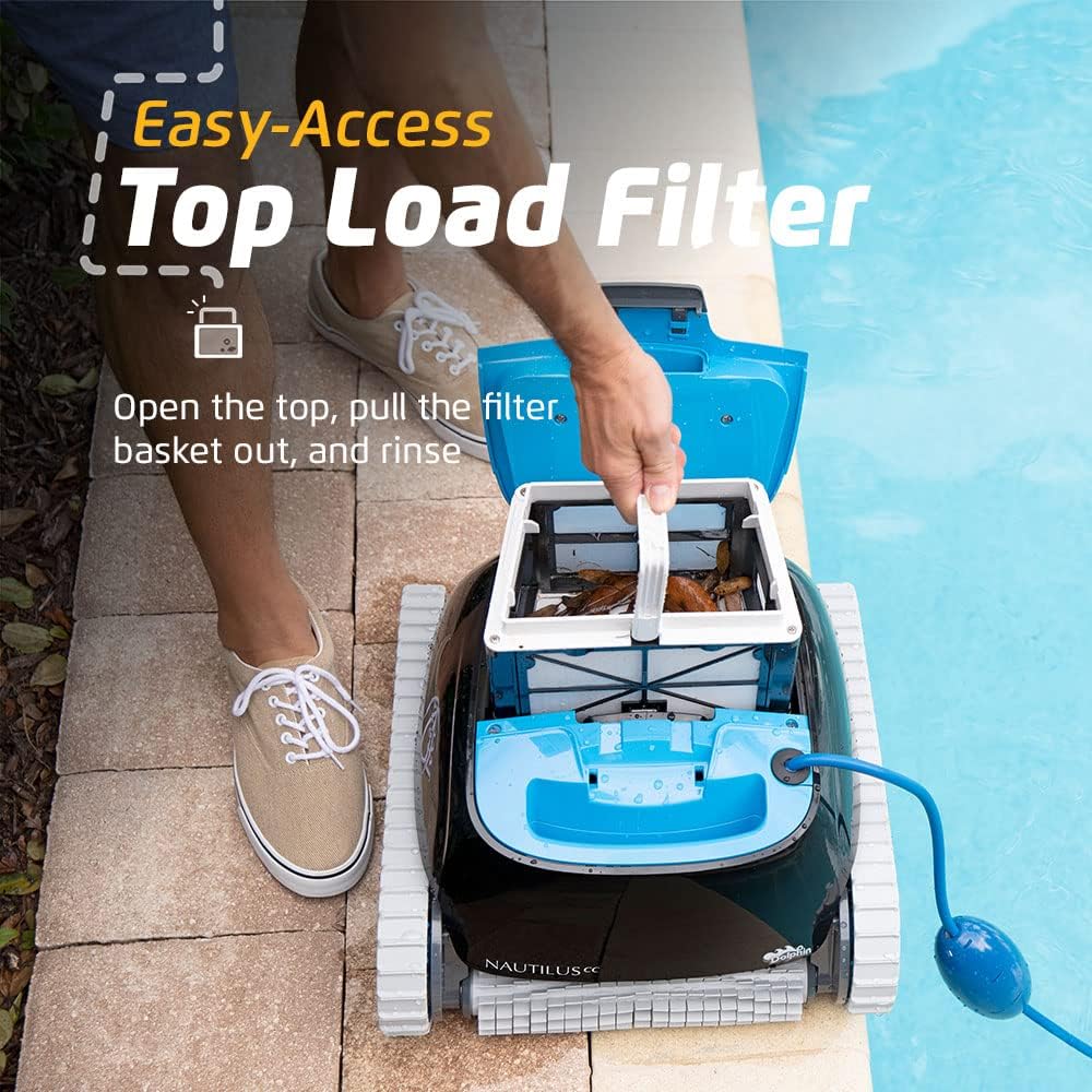 Dolphin Nautilus CC Automatic Robotic Pool Vacuum Cleaner Includes Caddy and Classic Cover for Storage and Protection, Ideal for In-Ground Pools up to 33 FT in Length