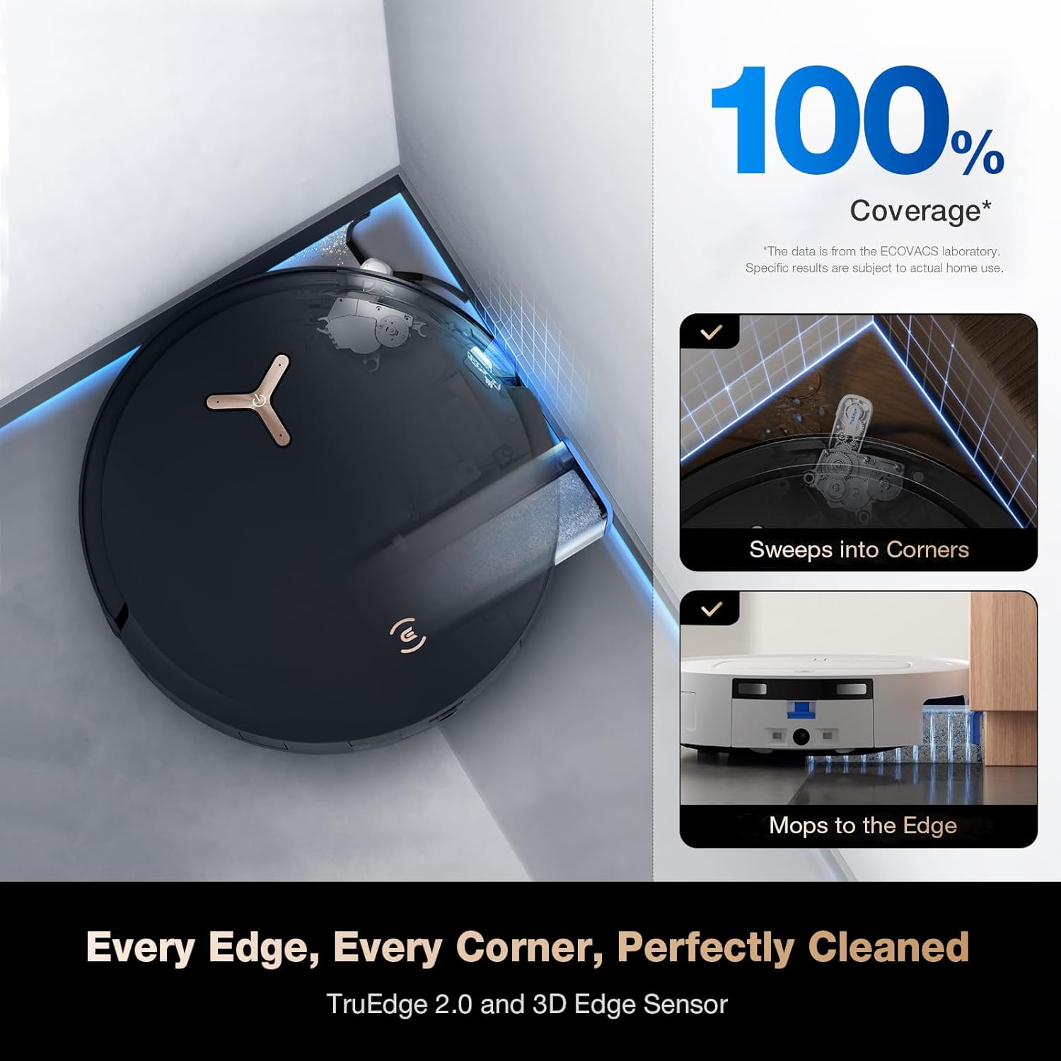 ECOVACS DEEBOT T50 PRO Omni Robot Vacuum and Mop, 3.19” Ultra-Slim, 15,000Pa Suction, ZeroTangle 2.0, TruEdge Edge Cleaning, AIVI 3D Obstacle Avoidance, Auto Mop Wash & Dry, Self-Emptying