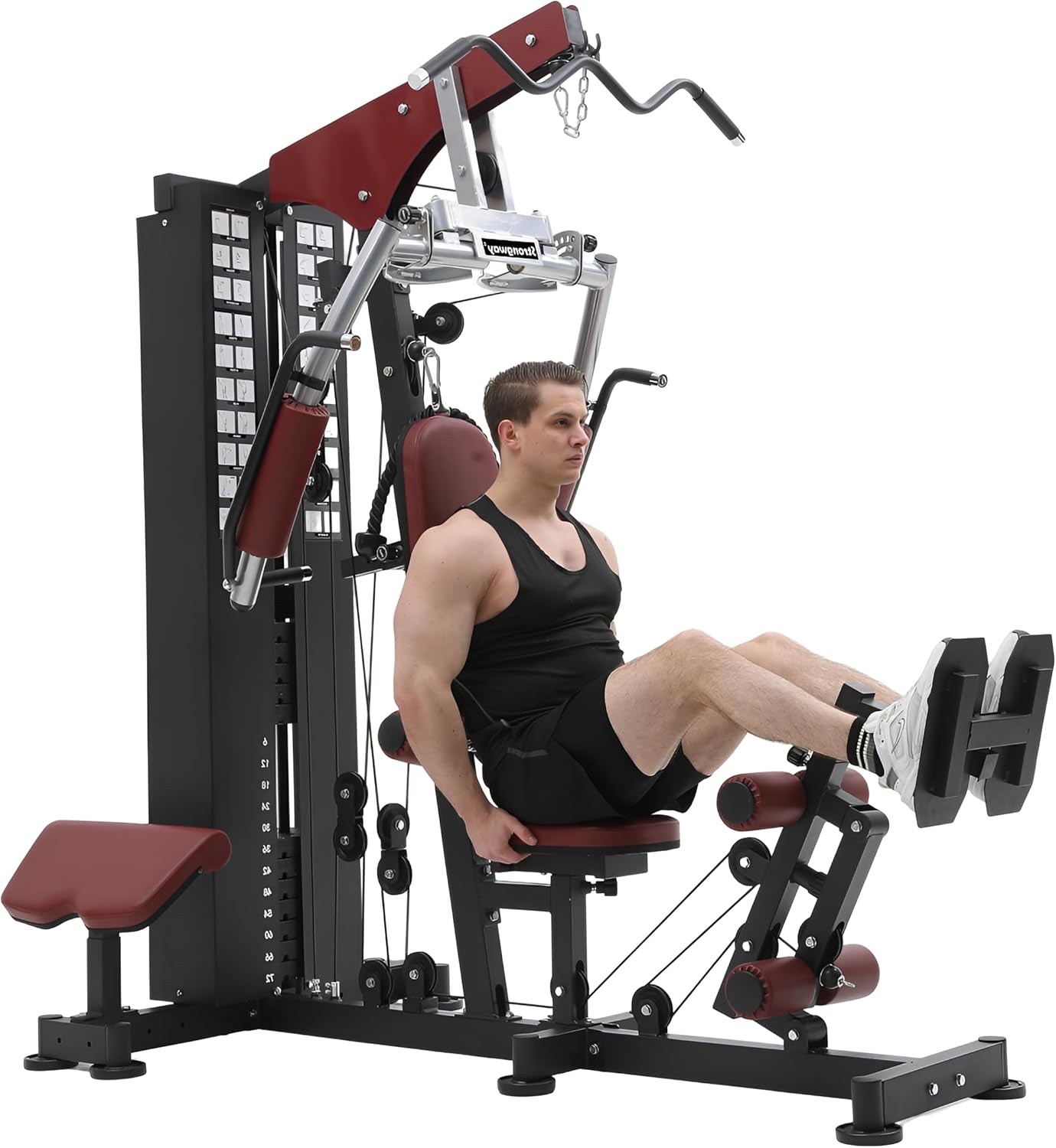 Strongway® Multi Gym with Weights 72KG 100KG Weight Stack Included - Multifunction Home Gym Cable Pulley Preacher Pad Butterfly Press Strength Training