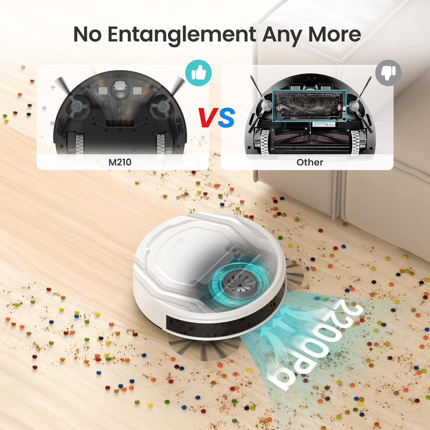Lefant M2 Plus Robot Vacuum and Mop Combo,190° PSD Obstacle Avoidance,LIDAR Navigation,40-Day Capacity,Powerful Suction,Perfect for Pet Hair,140 Min Runtime, WiFi/App/Alexa