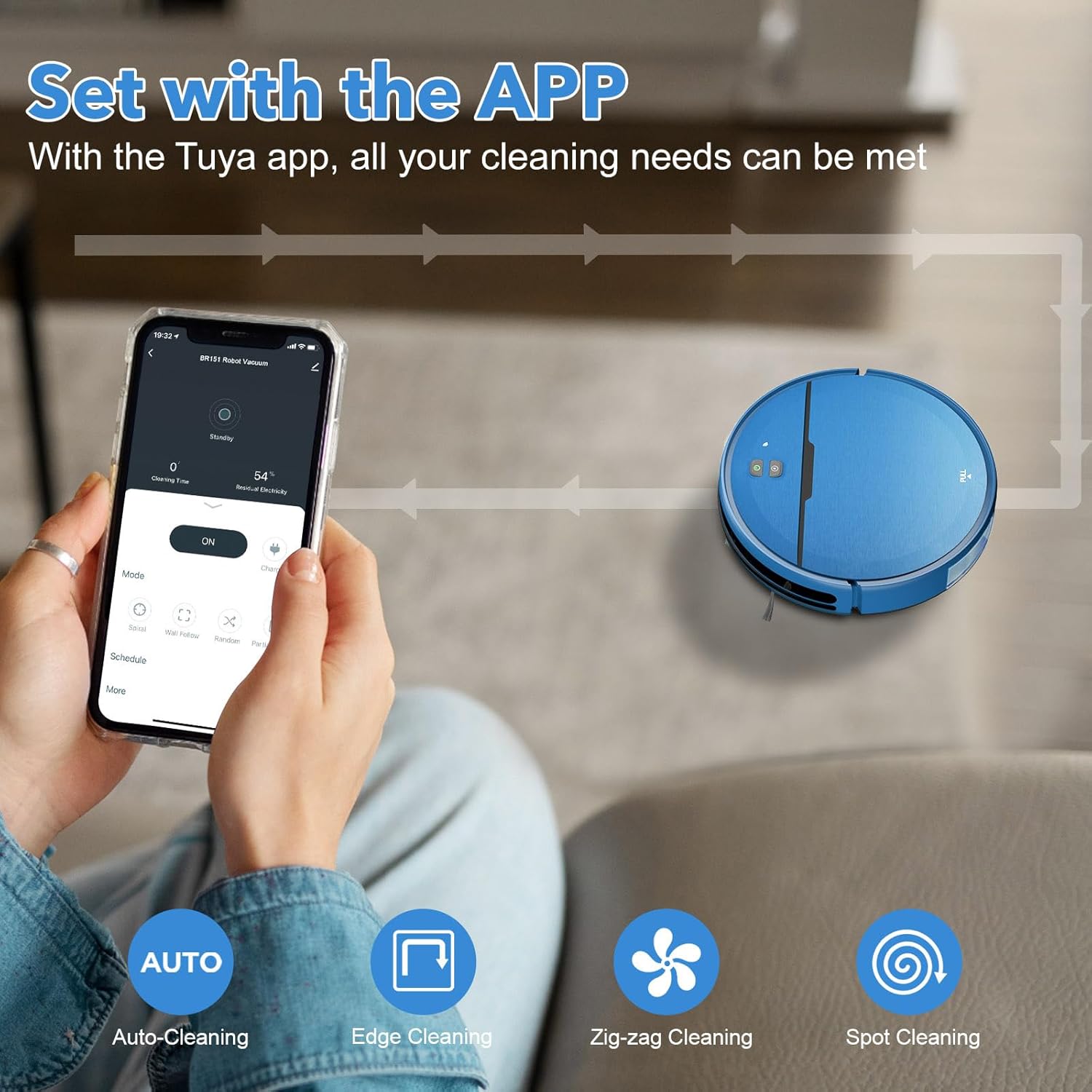 Robot Vacuum and Mop Combo, 2 in 1 Robot Vacuums Cleaner with WiFi/App, Robotic Vacuum with Strong Suction, Schedule, Self-Charging, Slim, Quiet, Ideal for Hard Floor, Pet Hair, Low Pile Carpet