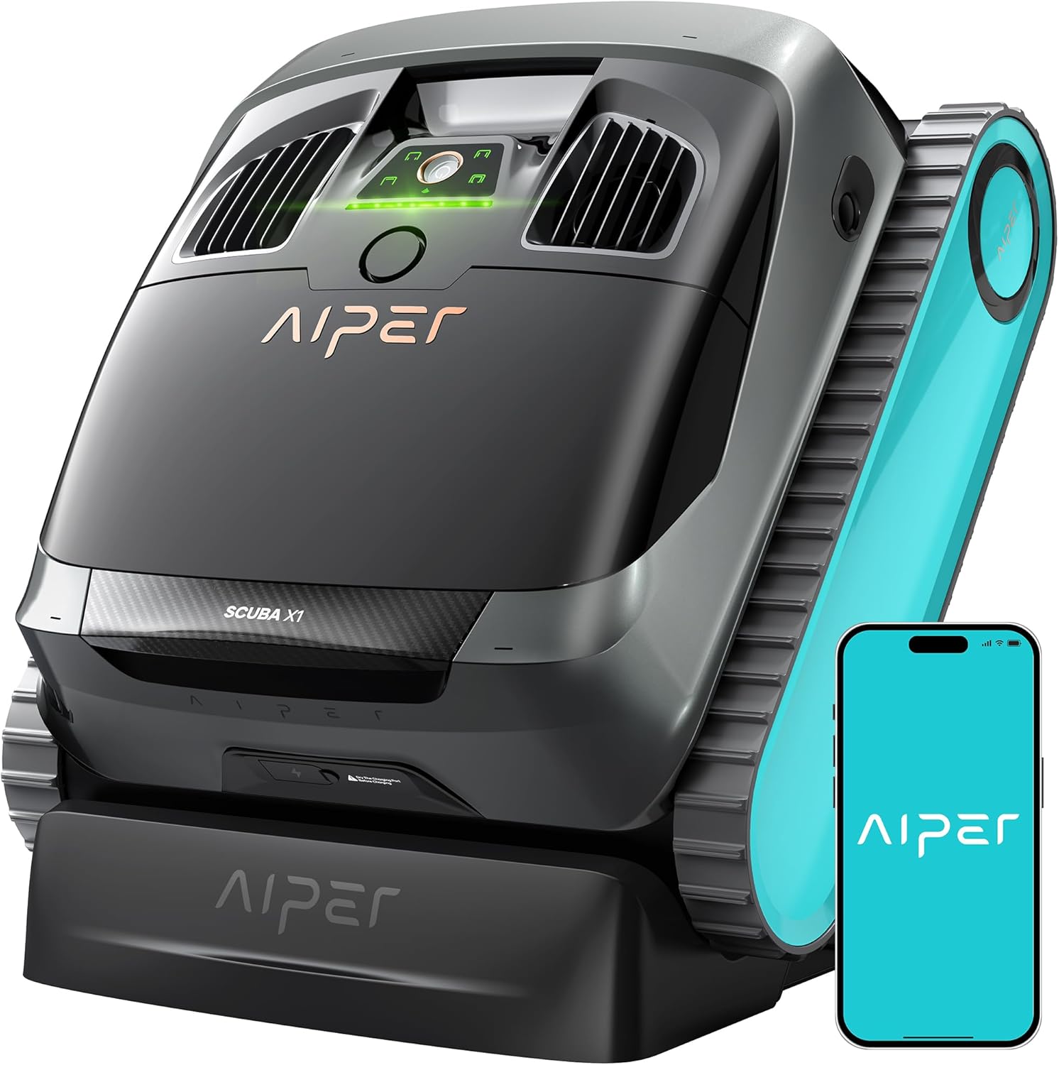 AIPER Scuba X1 Cordless Robotic Pool Cleaner, 6600 GPH High-Power Suction, Horizontal Waterline Scrubbing, Upgraded Cross Pattern Smart Navigation, Ideal for Inground Pools up to 2,150 sq.ft