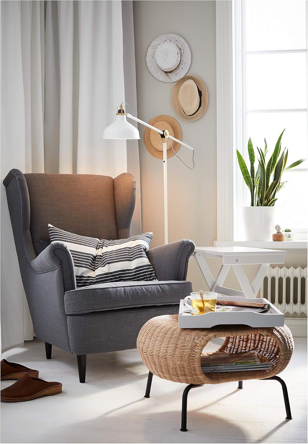 IKEA STRANDMON Wing Chair, Nordvalla Dark Grey