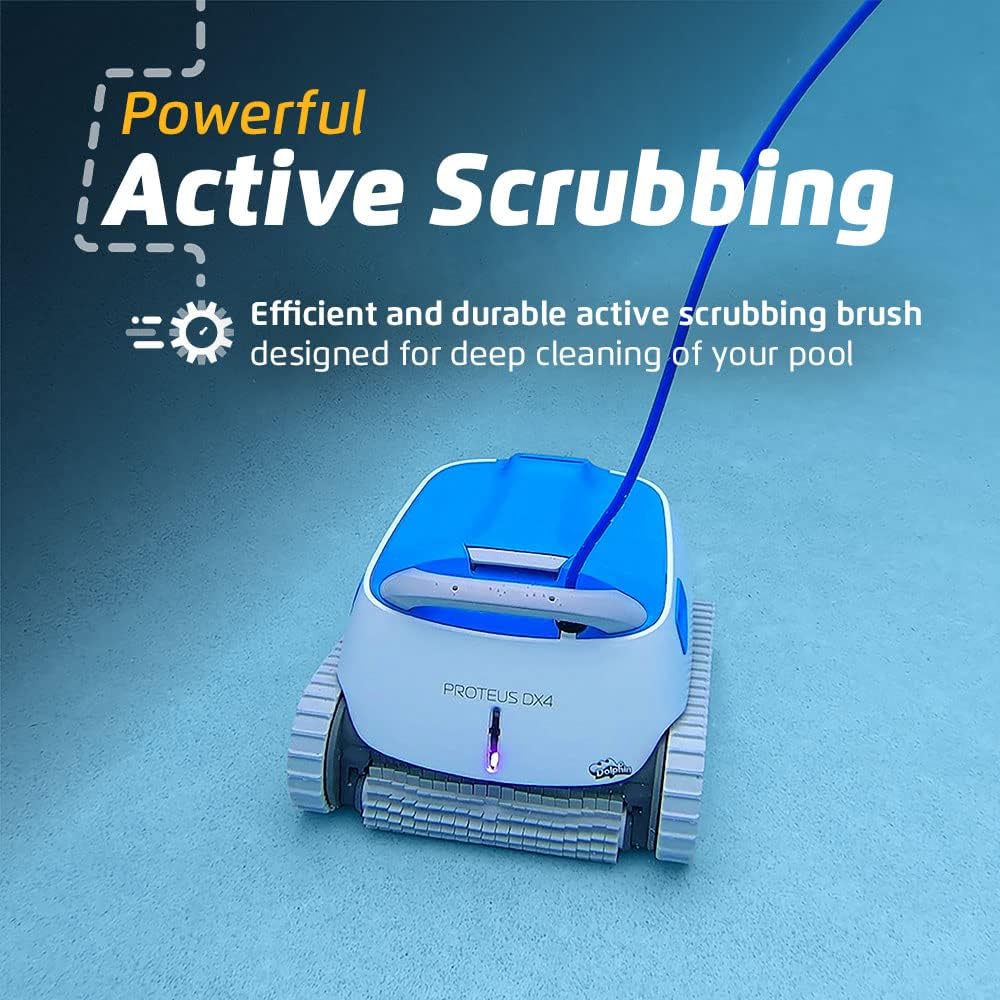 Dolphin Proteus DX3 Automaitc Robotic Pool Vacuum Cleaner, Wall Climbing, Active Scrubber Brush, Ideal for In-ground Pools up to 33 FT in Length