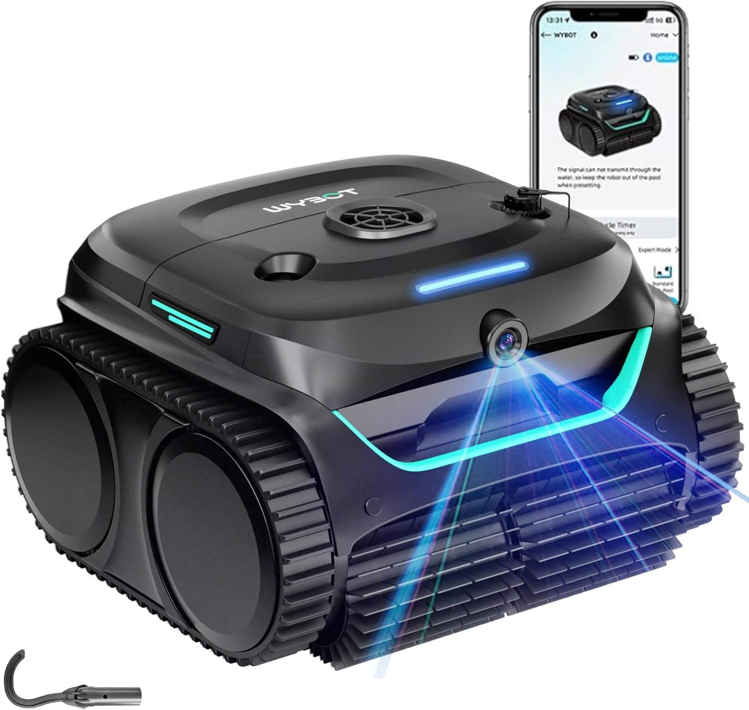 2025 Pro WYBOT C2V AI Camera Cordless Pool Vacuum Robot for Inground&Above Pools, 8 Mode Robotic Pool Cleaner, Utra-fine Filtration, Powerful Suction, Wall Climbing, Waterline Cleaning, Black