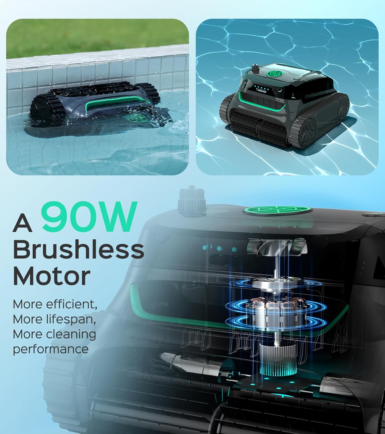 WYBOT S2 Inground Pool Vacuum up to 3230.Sq.ft, Cordless Robotic Pool Cleaner Lasts 210 Mins with Smart Navigation, Dual Filtration, Touch/APP Modes