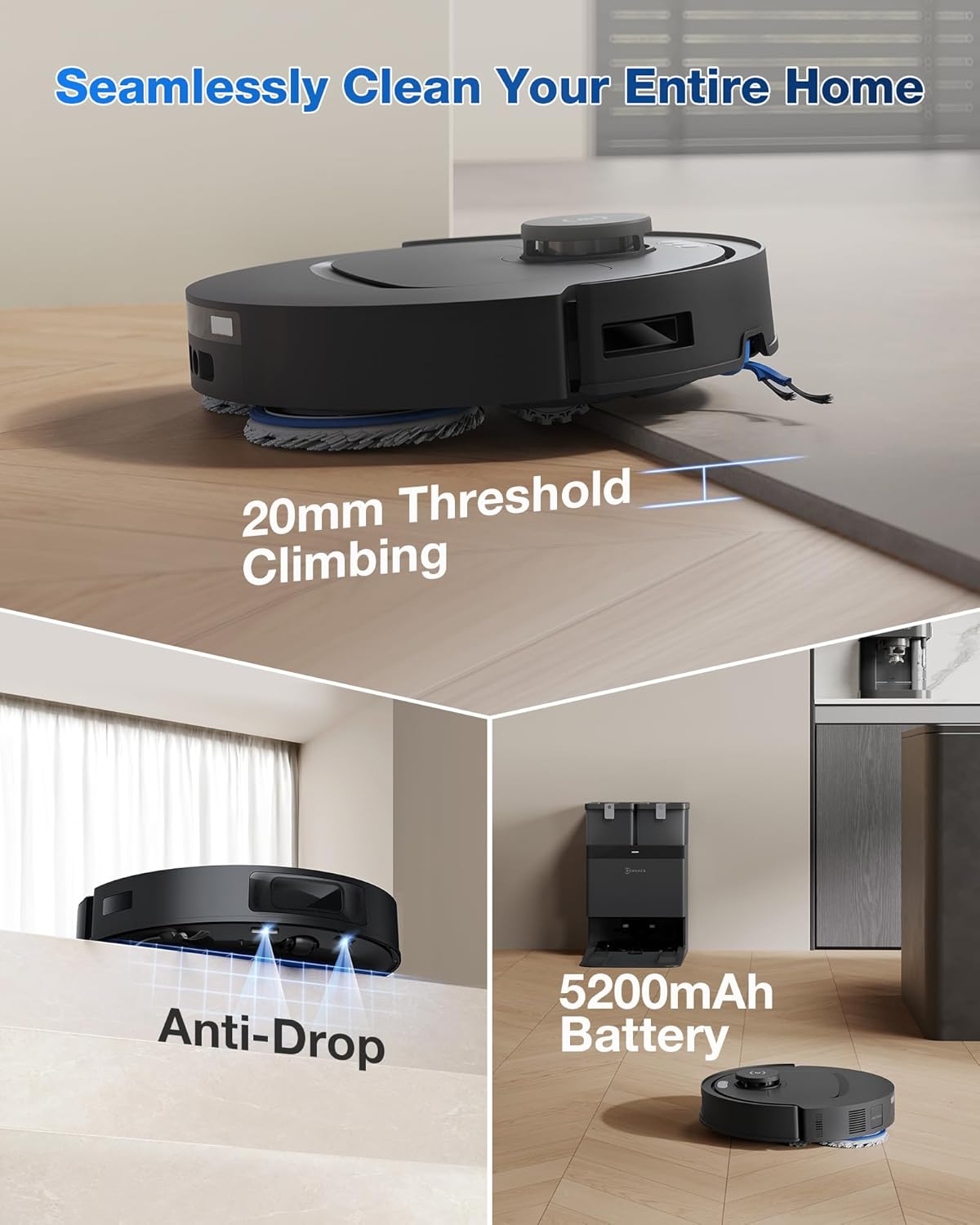 ECOVACS DEEBOT X9 PRO Omni Robot Vacuum and Mop, Blast™ 16,600Pa Suction, OZMO Roller Instant Self-Washing Mopping, ZeroTangle™ 3.0, Triple Lift System, AI Smart Navigation, Hands-Free Omni Station