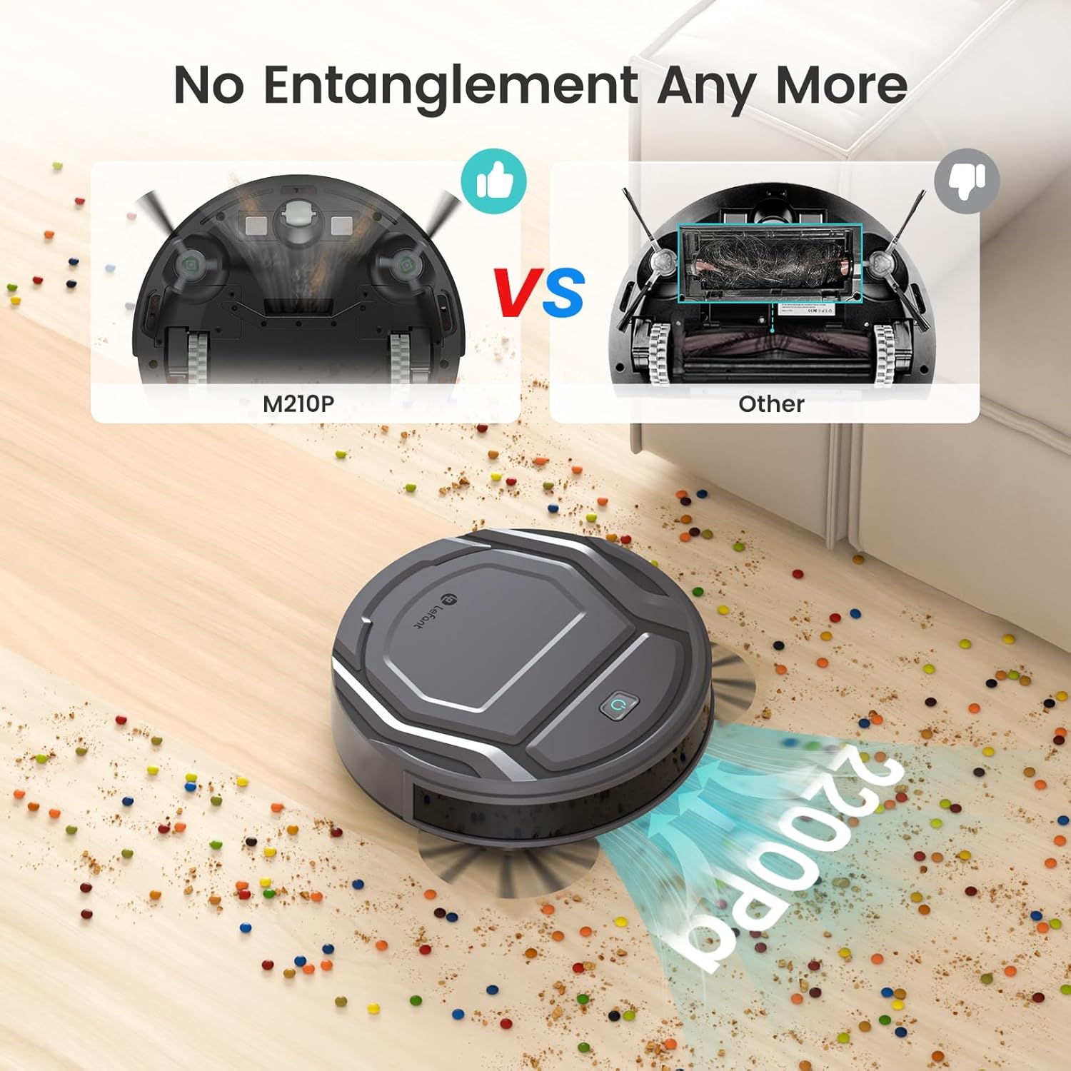Lefant M3 Robot Vacuum, Robot Vacuum and Mop, 12000Pa Suction, Anti-Tangle Brushes, Dual Spinning Mop, Auto Mop Washing, Drying, Self-Emptying, Self-Refilling, for Pet Hair Dust, App Voice Control