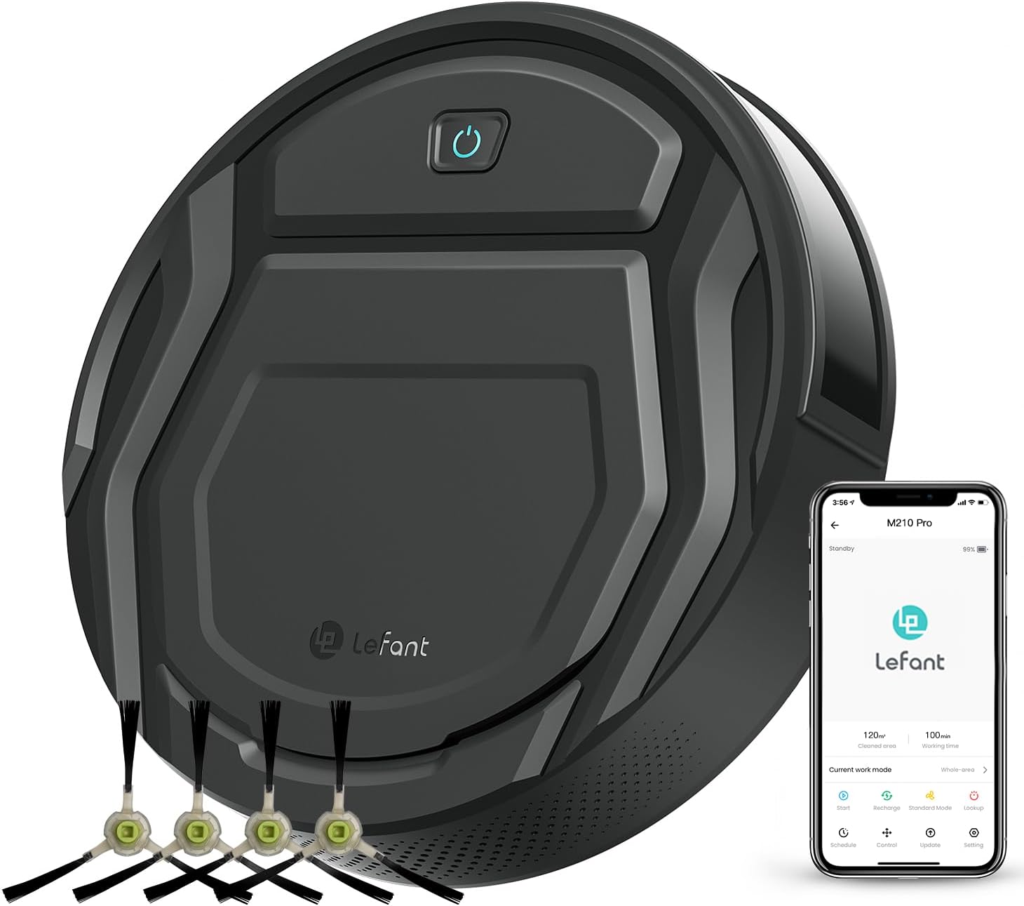 Lefant M2 Plus Robot Vacuum and Mop Combo,190° PSD Obstacle Avoidance,LIDAR Navigation,40-Day Capacity,Powerful Suction,Perfect for Pet Hair,140 Min Runtime, WiFi/App/Alexa