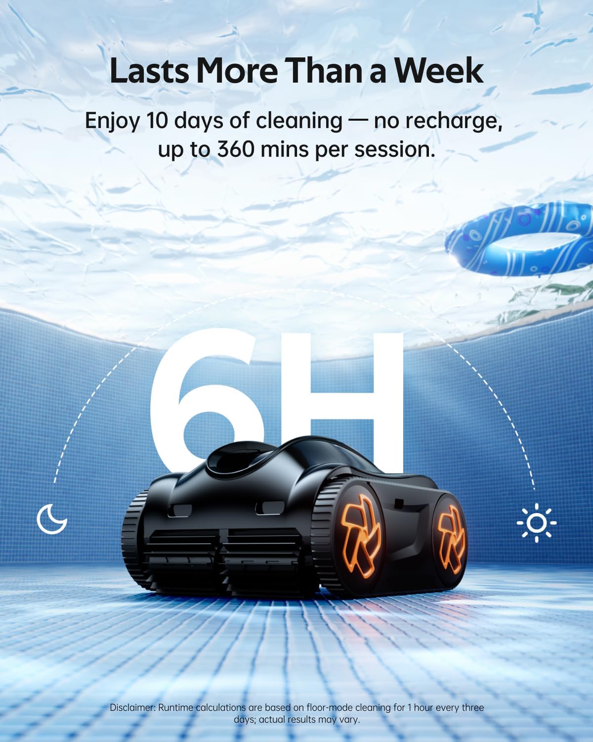 Pool Cleaner K60, 6H Runtime Cordless Robotic Pool Vacuum, Touch Screen, Smart Navigation, Cleans Floor, Walls, Waterline, Ideal for Above & In-Ground Pools, Self-Parking