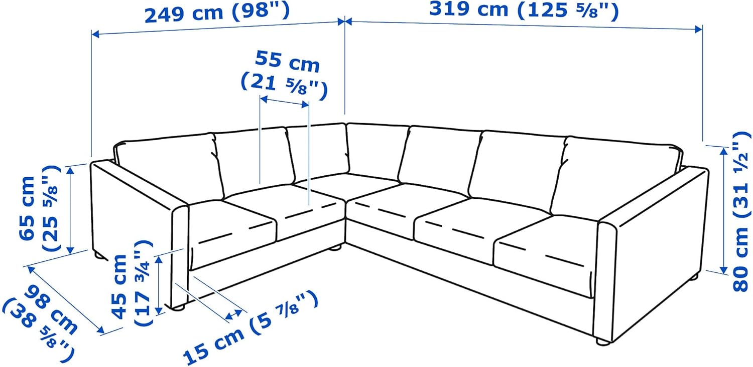 IKEA VIMLE Corner Sofa, 5-seat, Grann/Bomstad Black