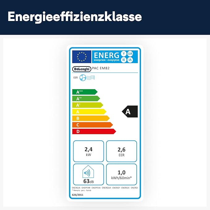 De'Longhi Pinguino PAC EM82, Mobile Klimaanlage für Räume bis zu 80 m³