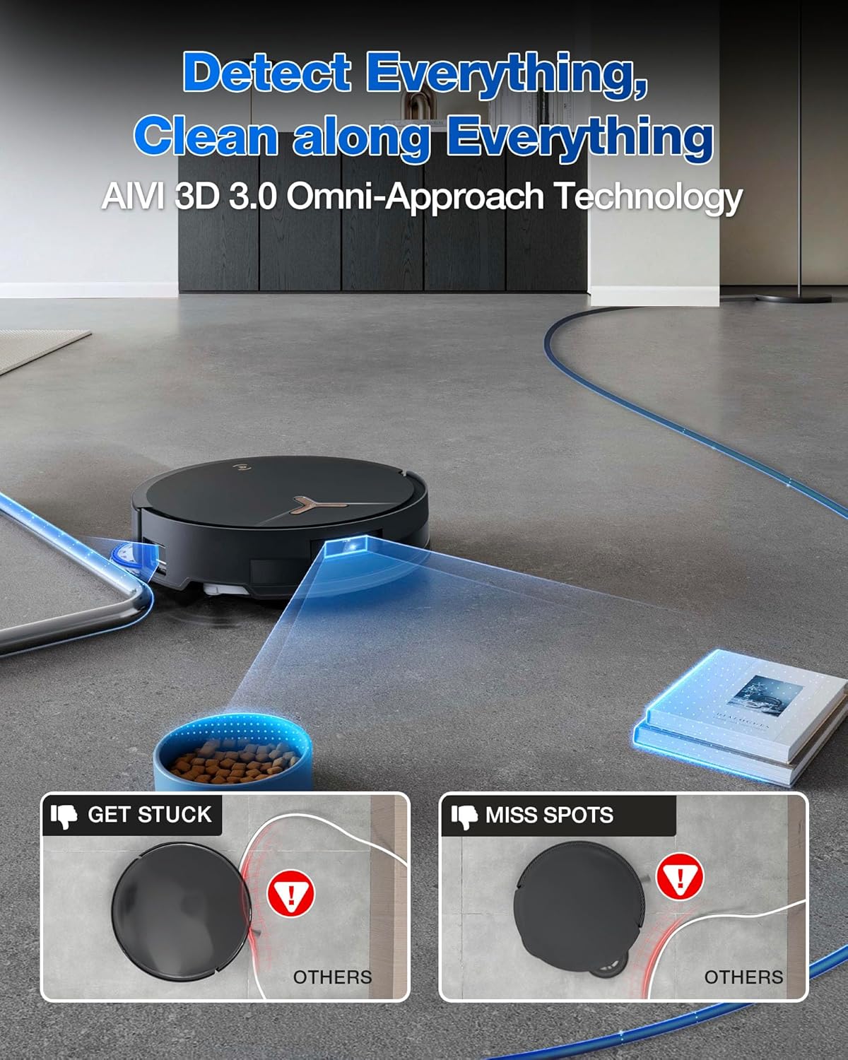 ECOVACS DEEBOT T50 PRO Omni Robot Vacuum and Mop, 3.19” Ultra-Slim, 15,000Pa Suction, ZeroTangle 2.0, TruEdge Edge Cleaning, AIVI 3D Obstacle Avoidance, Auto Mop Wash & Dry, Self-Emptying
