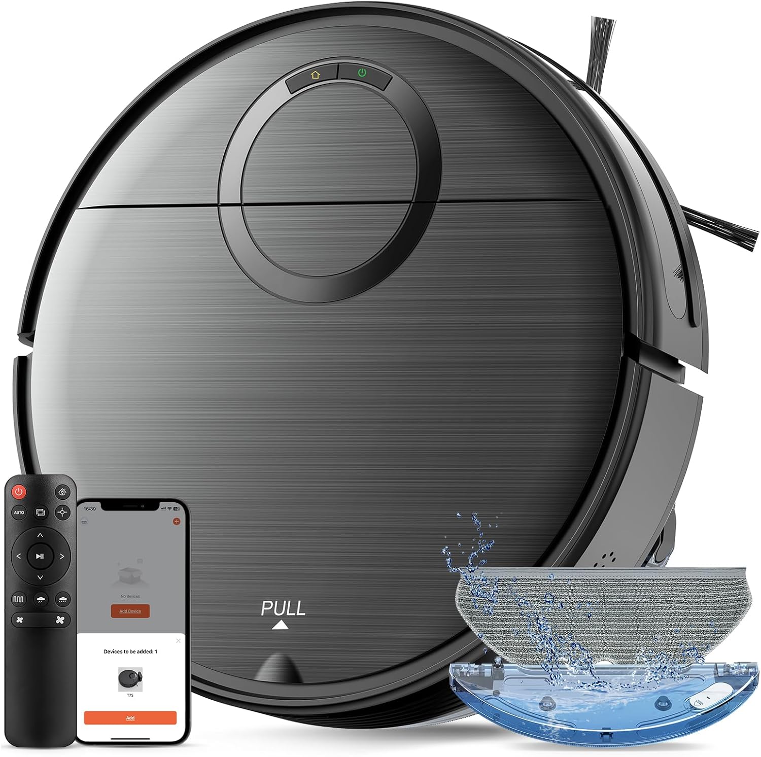 Robot Vacuum and Mop Combo, Robotic Vacuum Cleaner 2 in 1 Vacuuming Mopping with Schedule, Wi-Fi/App/Remote, Max Suction 2000Pa, Self-Charging, Slim, Ideal for Hard Floor, Pet Hair, Low-Pile Carpet