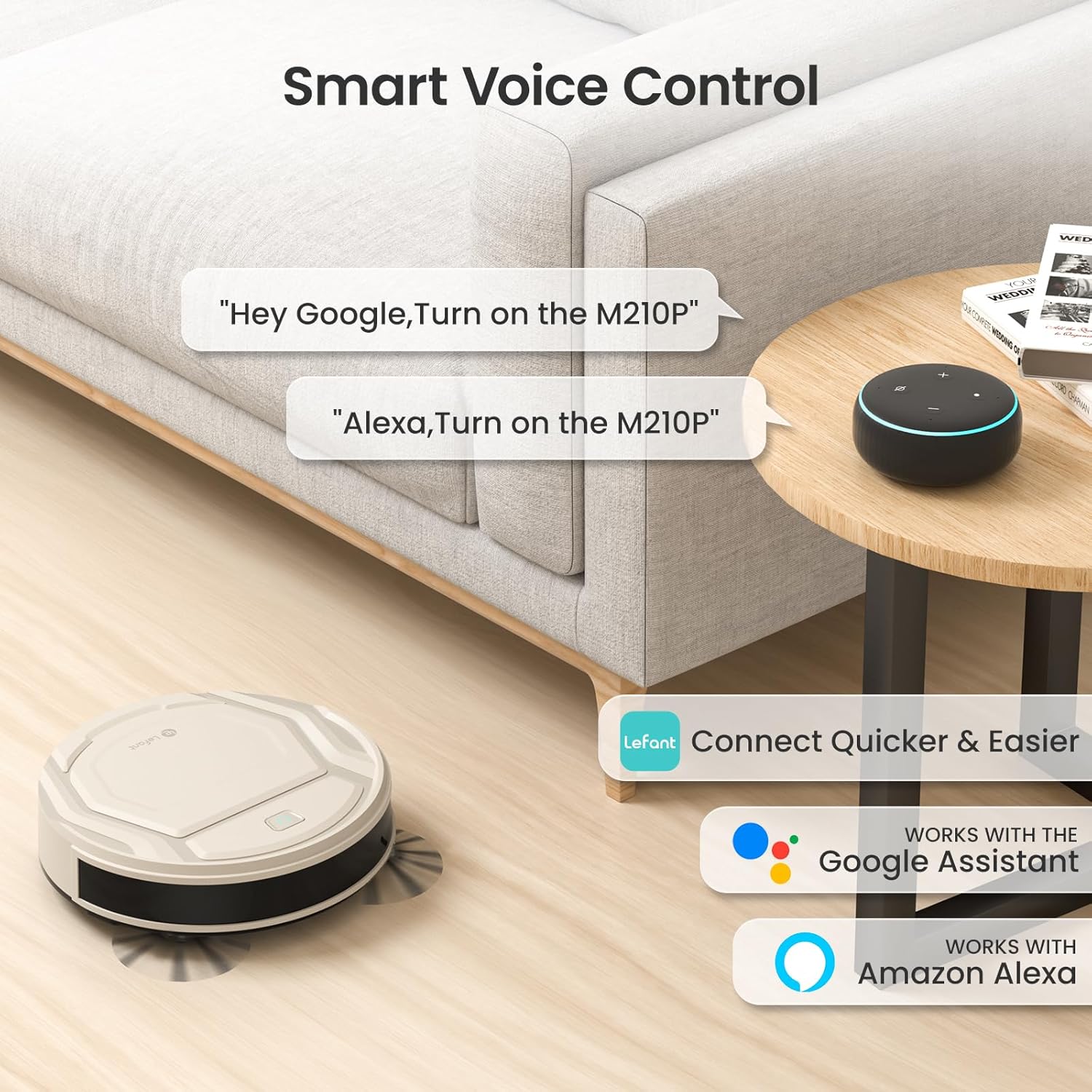 Lefant M3 Robot Vacuum, Robot Vacuum and Mop, 12000Pa Suction, Anti-Tangle Brushes, Dual Spinning Mop, Auto Mop Washing, Drying, Self-Emptying, Self-Refilling, for Pet Hair Dust, App Voice Control