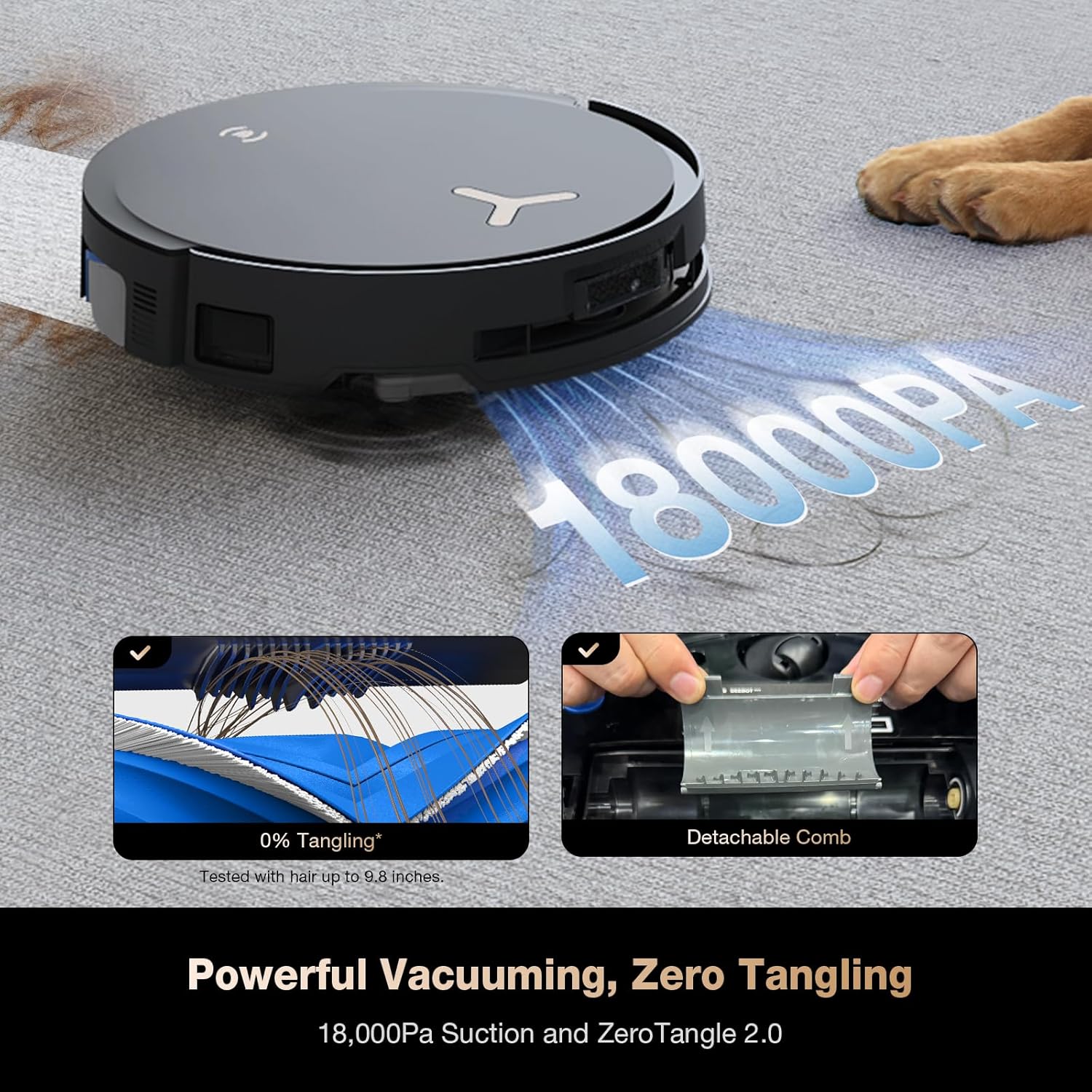 ECOVACS DEEBOT T50 PRO Omni Robot Vacuum and Mop, 3.19” Ultra-Slim, 15,000Pa Suction, ZeroTangle 2.0, TruEdge Edge Cleaning, AIVI 3D Obstacle Avoidance, Auto Mop Wash & Dry, Self-Emptying