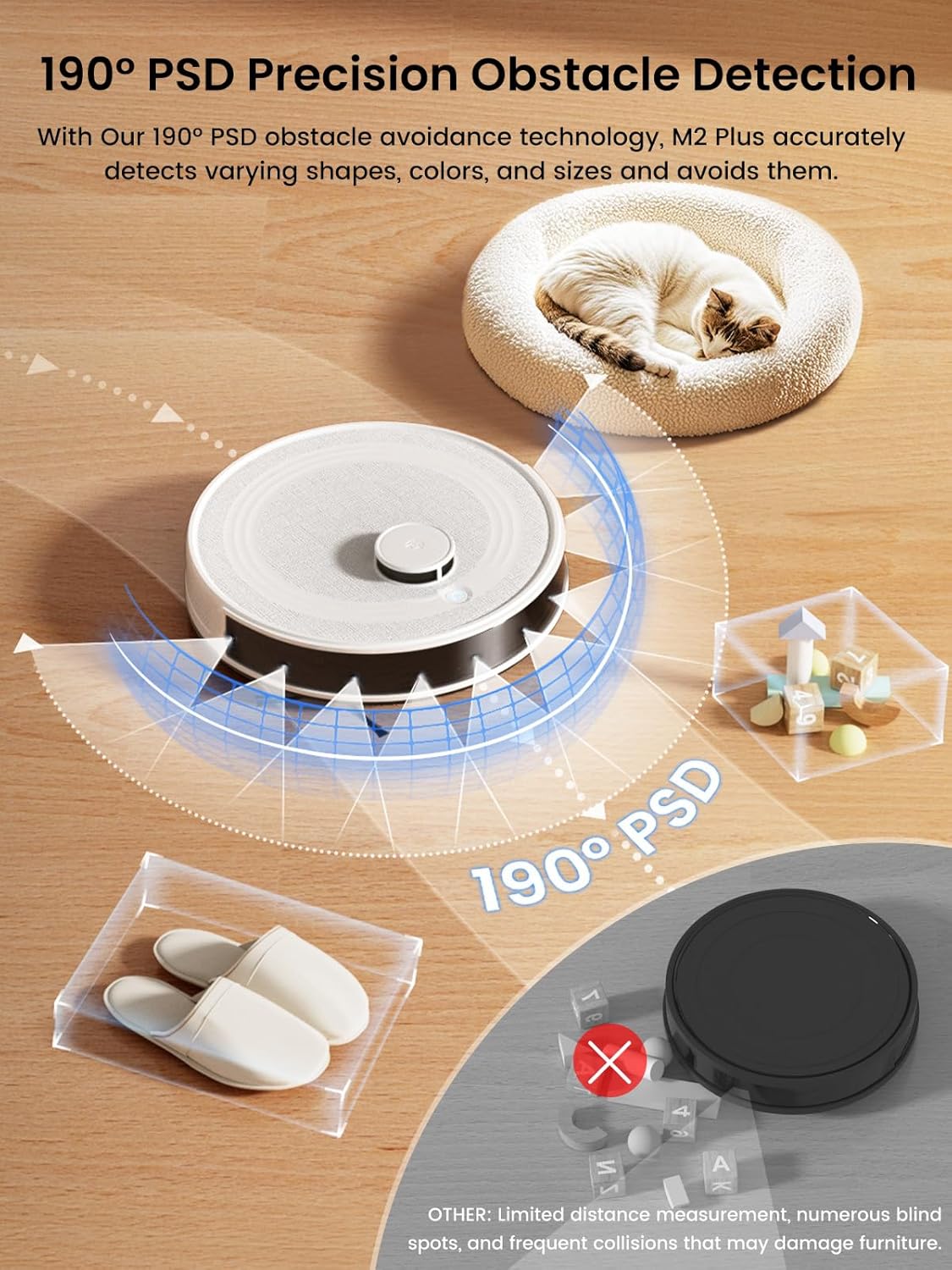 Lefant M2 Plus Robot Vacuum and Mop Combo,190° PSD Obstacle Avoidance,LIDAR Navigation,40-Day Capacity,Powerful Suction,Perfect for Pet Hair,140 Min Runtime, WiFi/App/Alexa