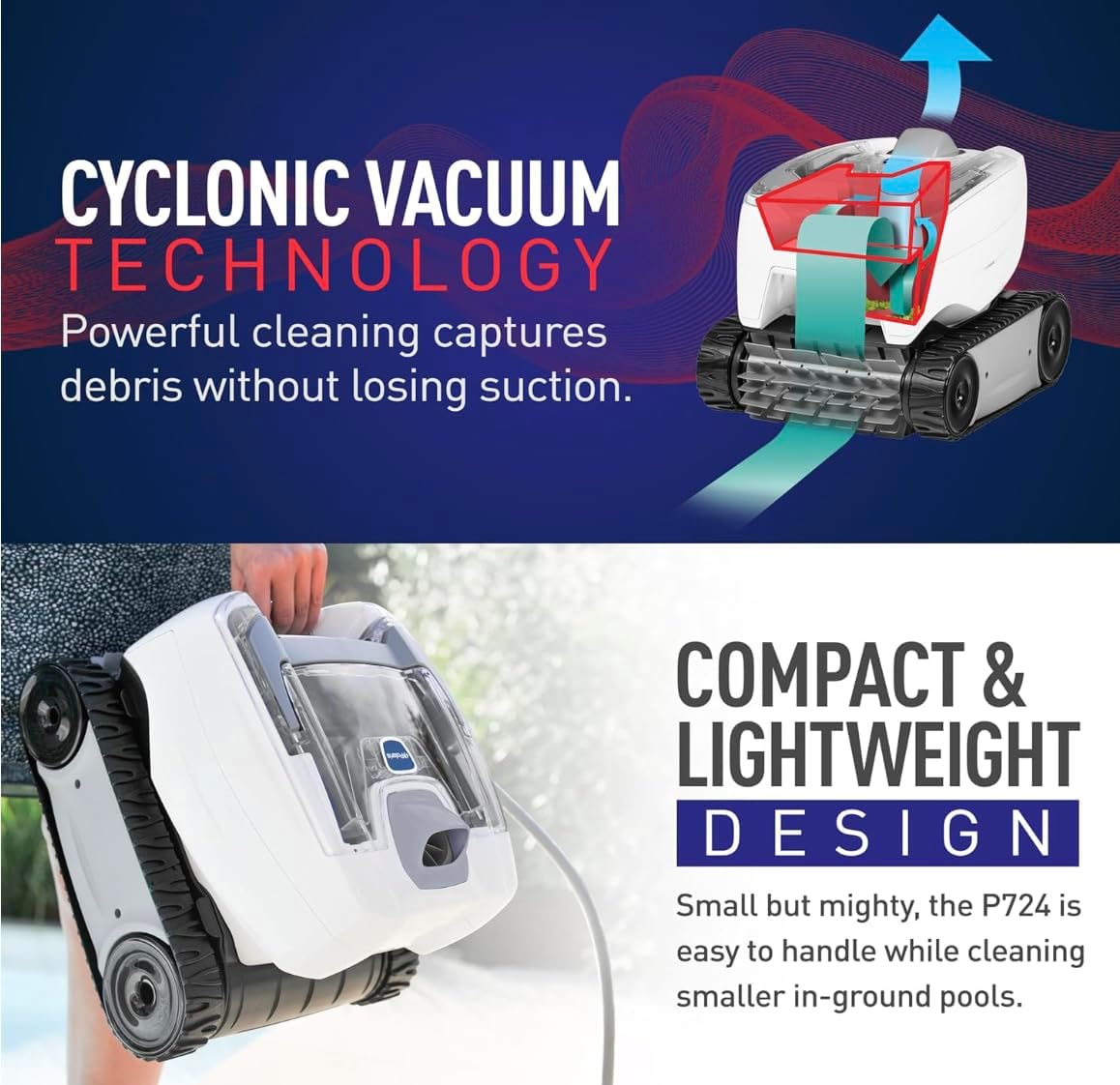 Polaris P724 Robotic Pool Cleaner, Lightweight Energy-Efficient Cleaner Perfect for In-Ground Pools up to 36-Feet, Cleans in as Little as 2.5 Hours