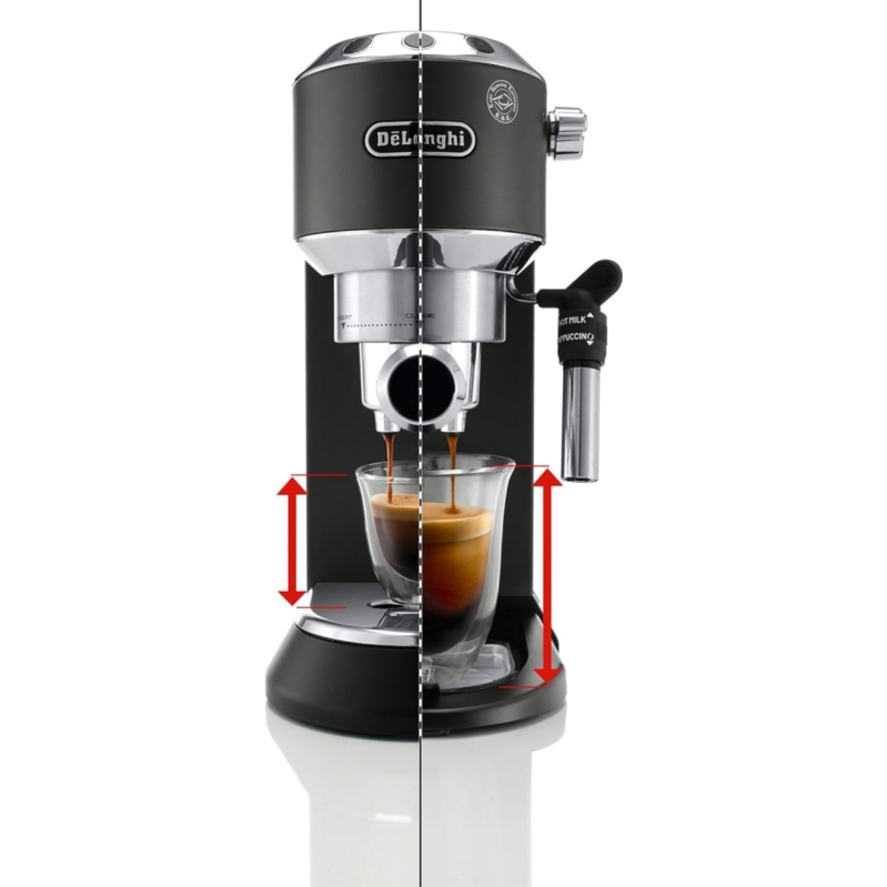 De'Longhi EC685BK Dedica DeLuxe Pump Espresso Machine with Premium Adjustable Frothing Wand, in matte black