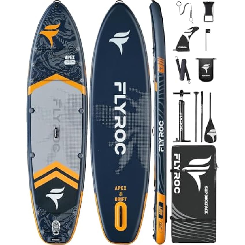 Flyroc 11'6x35'' Extra Wide Inflatable Paddle Board,Stand Up Paddle Board for Adults (x3), Stable Inflatable SUP, All Skill Levels, 3 Handles, 3PCS Paddle, 5L Dry Bag, 100L Backpack