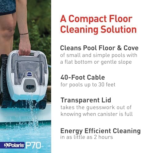 Polaris P724 Robotic Pool Cleaner, Lightweight Energy-Efficient Cleaner Perfect for In-Ground Pools up to 36-Feet, Cleans in as Little as 2.5 Hours