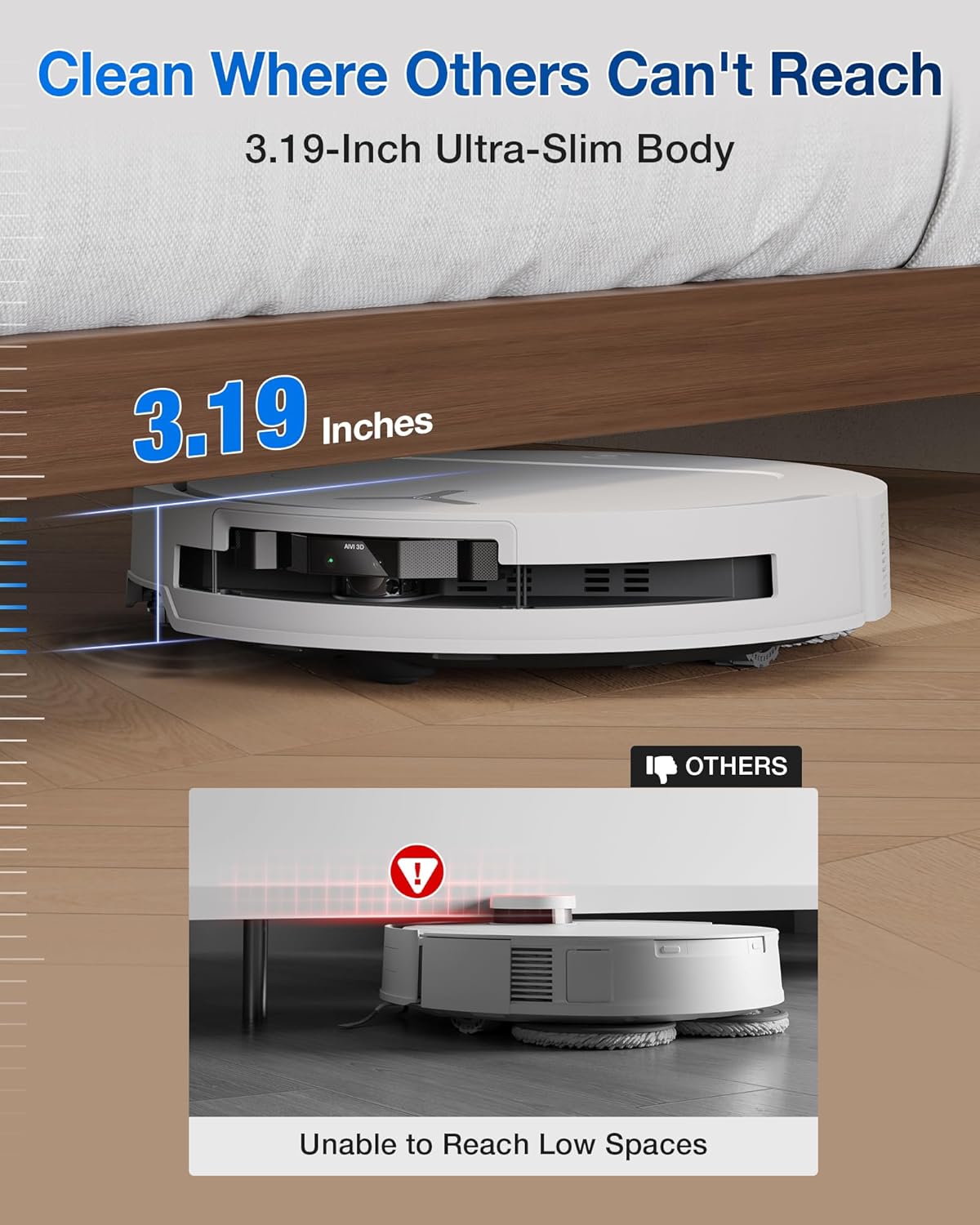 ECOVACS DEEBOT T50 PRO Omni Robot Vacuum and Mop, 3.19” Ultra-Slim, 15,000Pa Suction, ZeroTangle 2.0, TruEdge Edge Cleaning, AIVI 3D Obstacle Avoidance, Auto Mop Wash & Dry, Self-Emptying