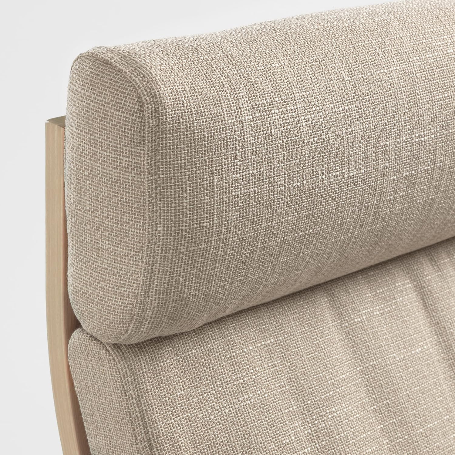 IKEA POÄNG Armchair and Footstool, White Stained Oak Veneer/Hillared Beige