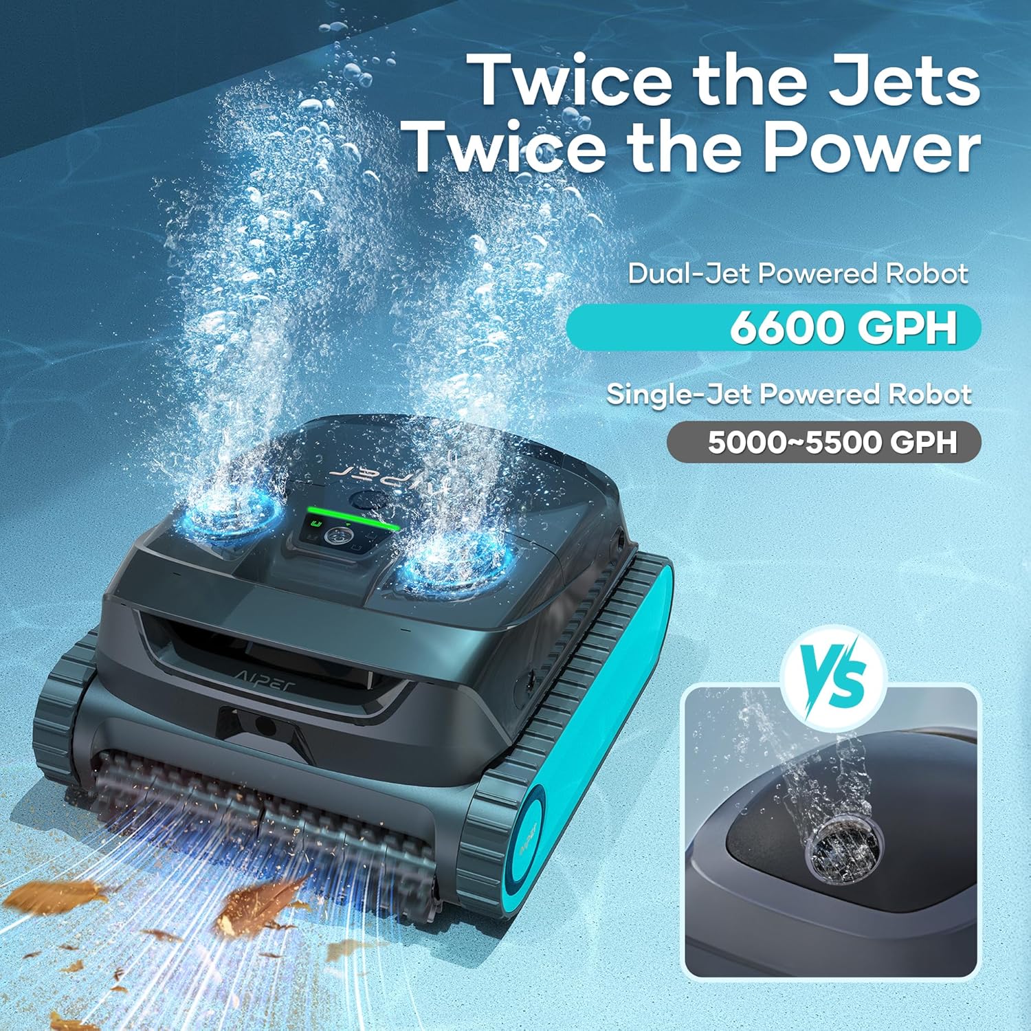 AIPER Scuba X1 Cordless Robotic Pool Cleaner, 6600 GPH High-Power Suction, Horizontal Waterline Scrubbing, Upgraded Cross Pattern Smart Navigation, Ideal for Inground Pools up to 2,150 sq.ft